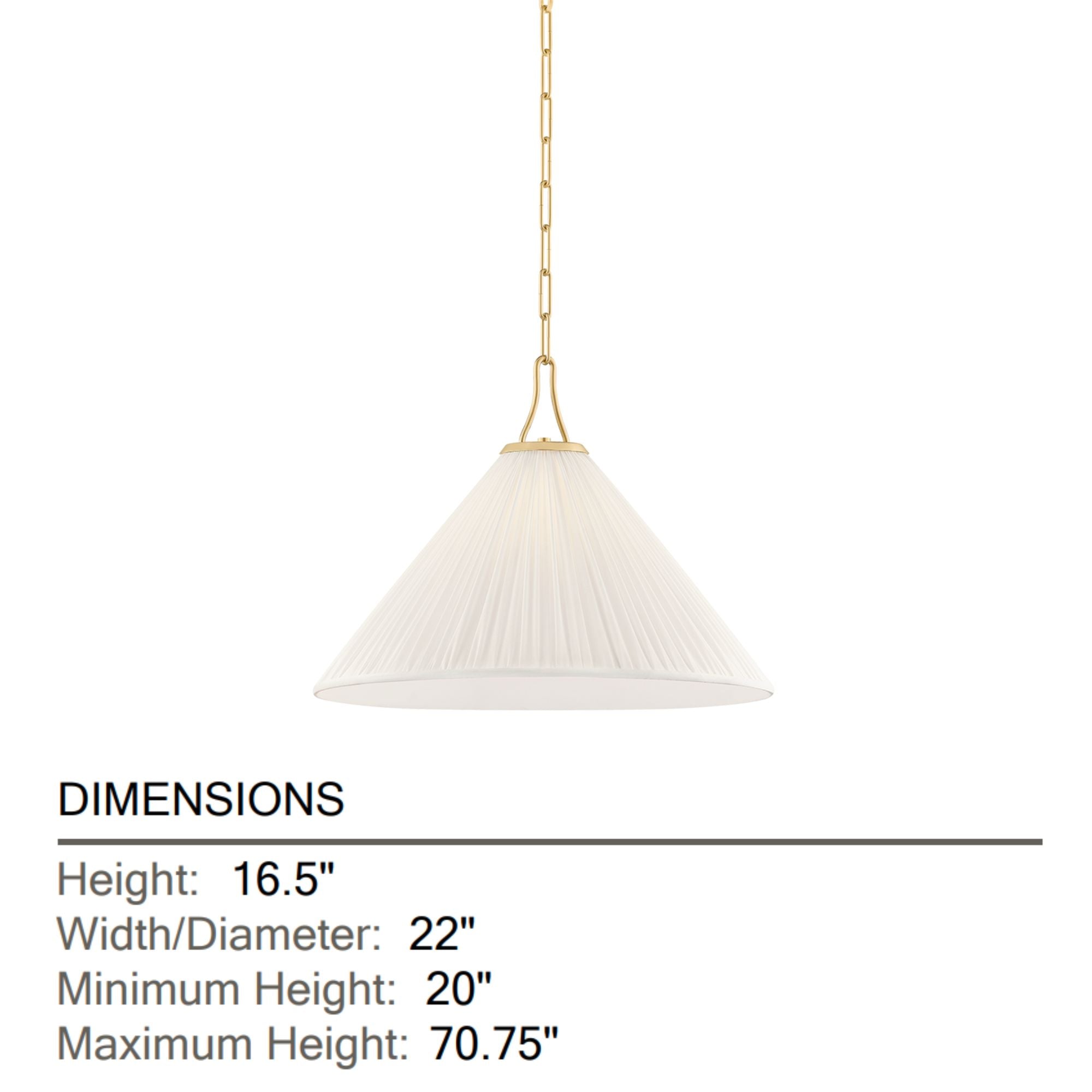 Merida 22" Pendant, Aged Brass Finish
