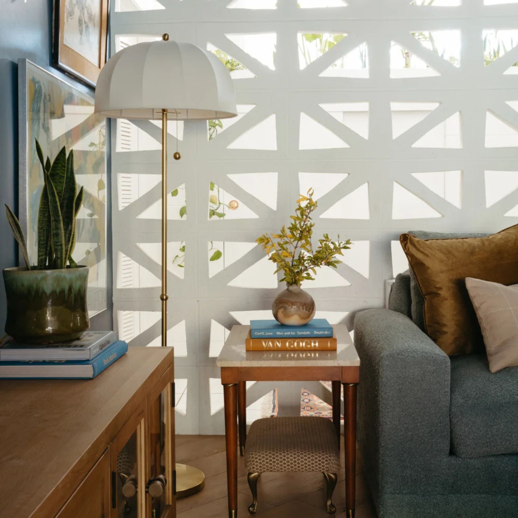 Meshelle Floor Lamp Aged Brass Finish