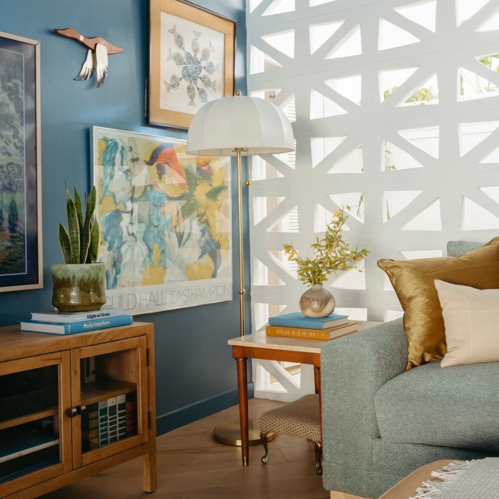 Meshelle Floor Lamp Aged Brass Finish