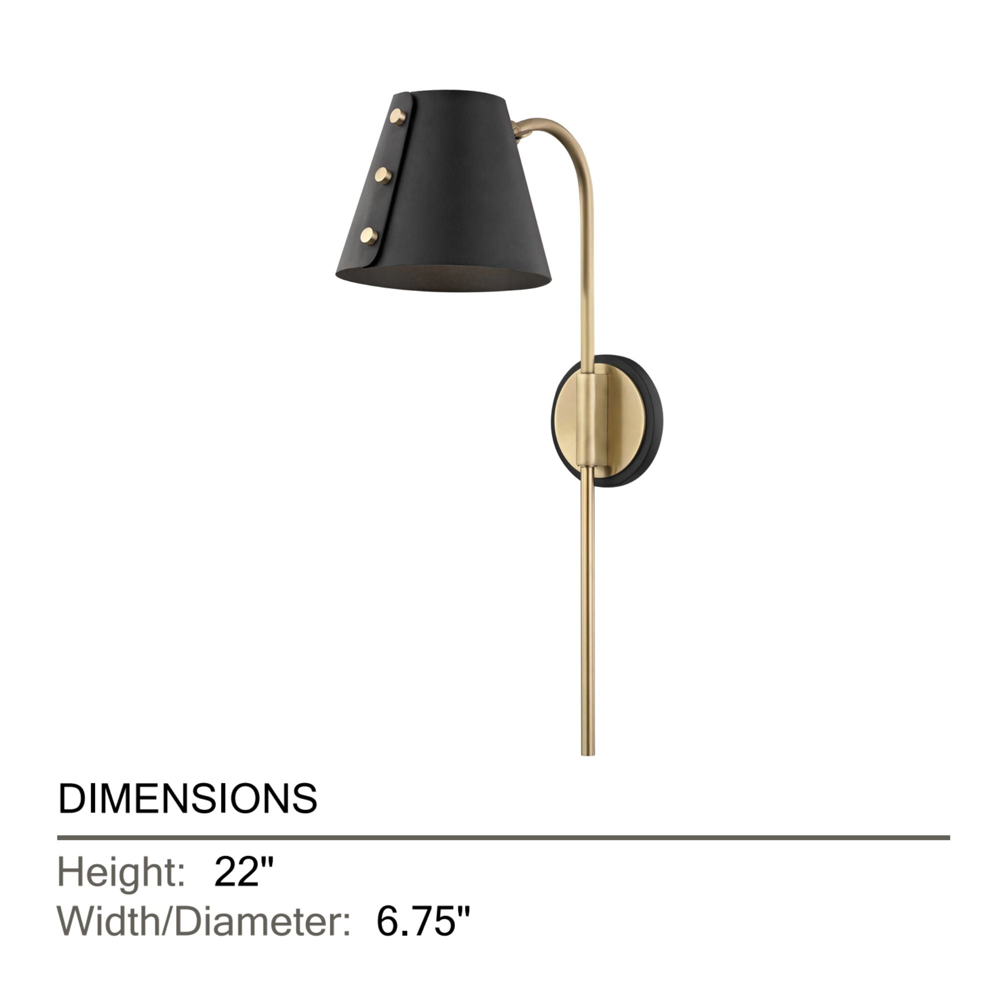 Meta 22" Plug-in Sconce, Aged Brass/Black Finish