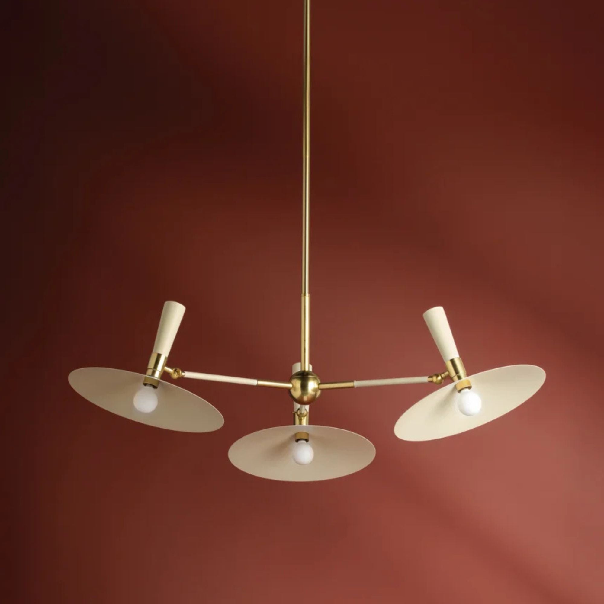 Milena 42" 3-Light Chandelier, Aged Brass/Soft Cream Finish