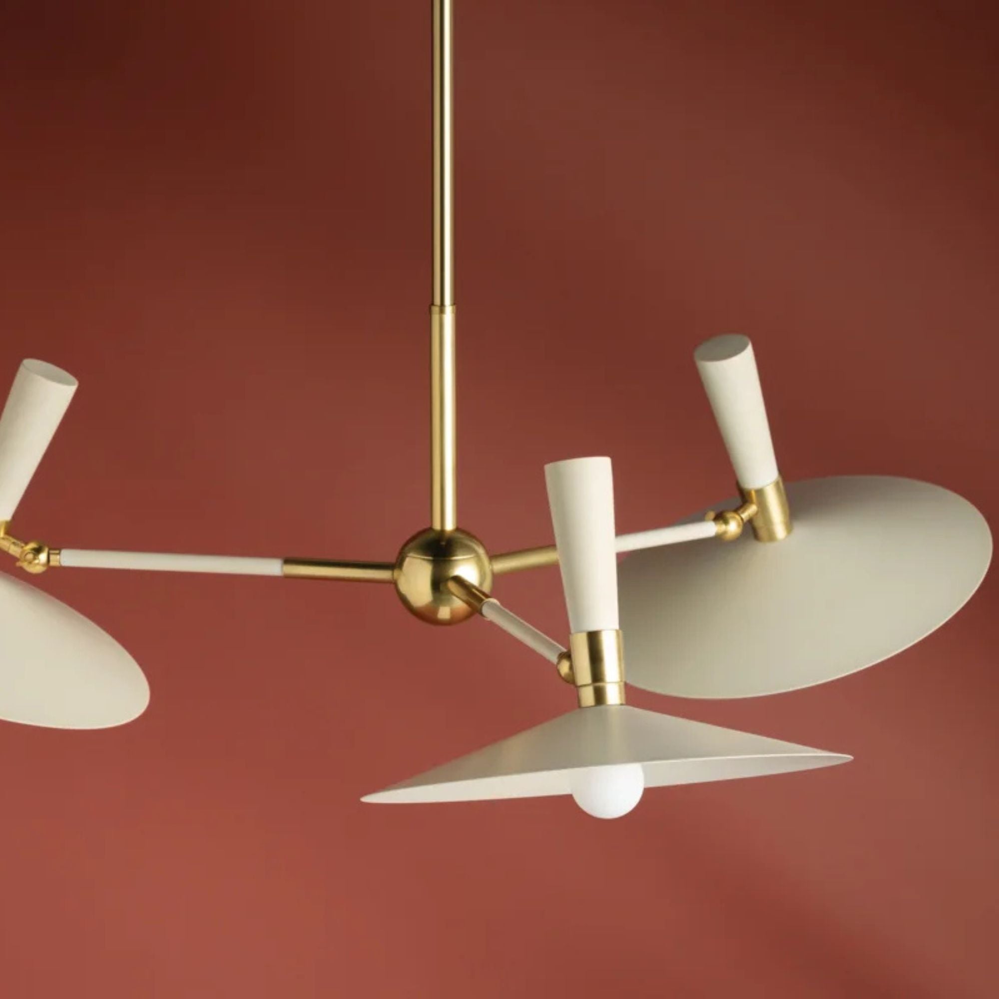 Milena 42" 3-Light Chandelier, Aged Brass/Soft Cream Finish