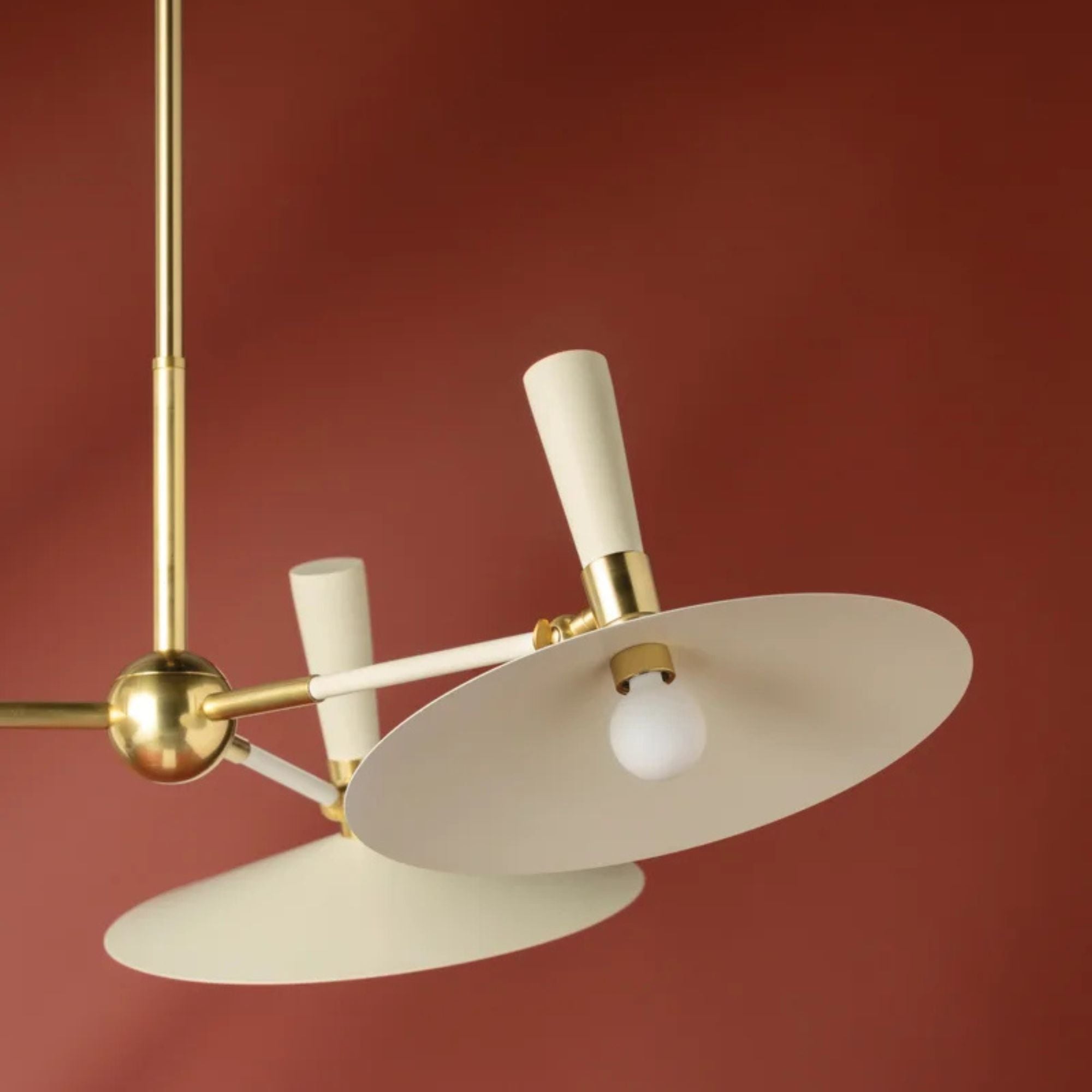 Milena 42" 3-Light Chandelier, Aged Brass/Soft Cream Finish