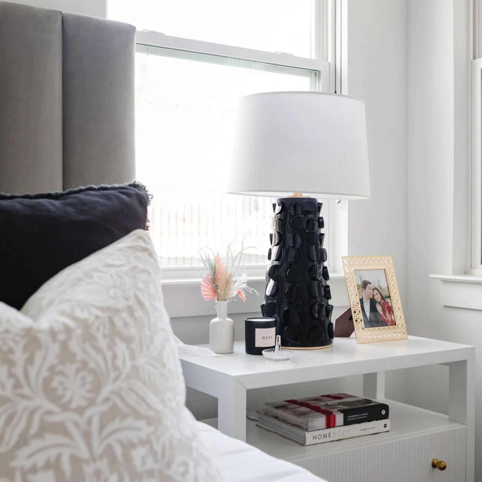 Naomi Table Lamp Black Lustro with Gold Leaf Combo Finish