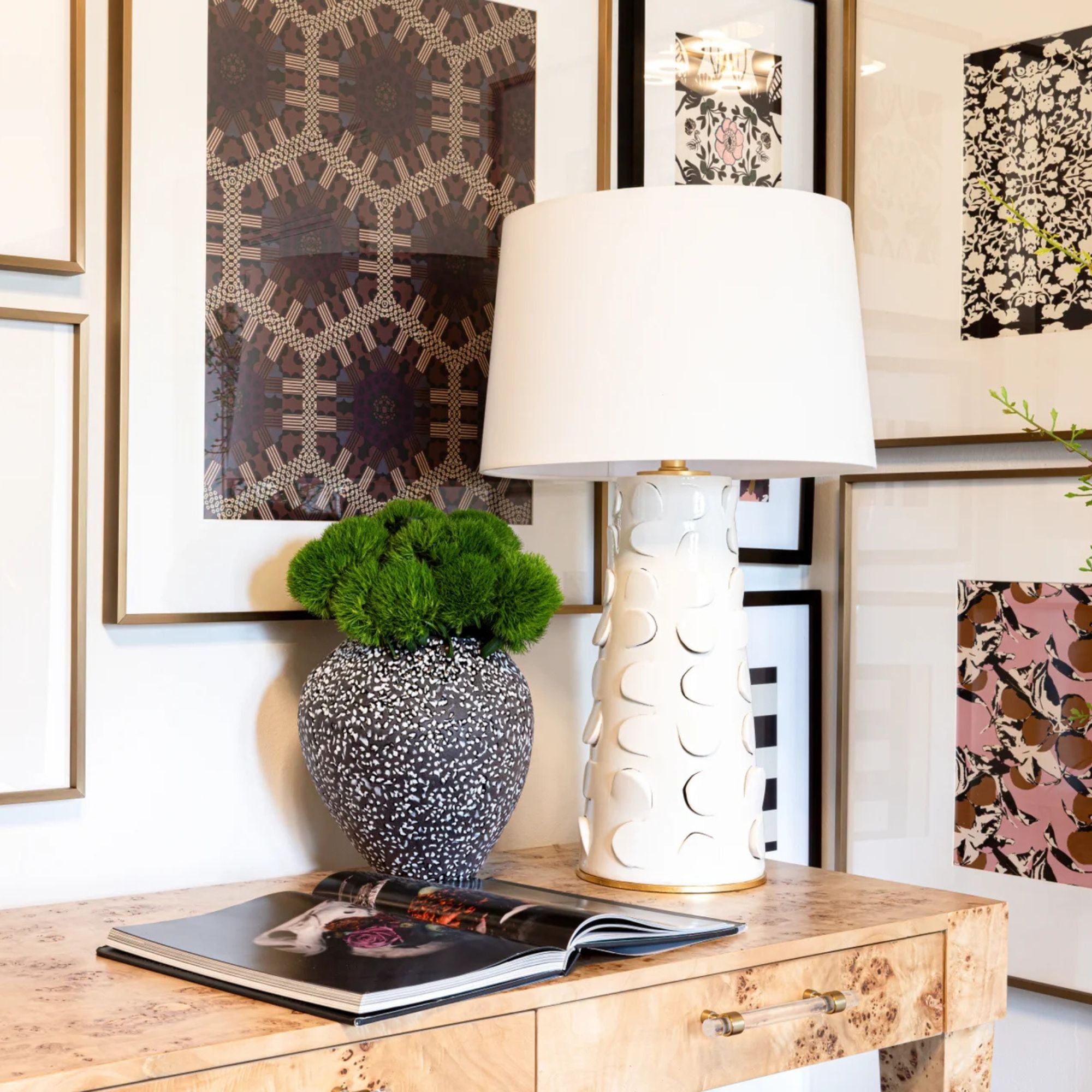 Naomi Table Lamp White Lustro with Gold Leaf Combo Finish