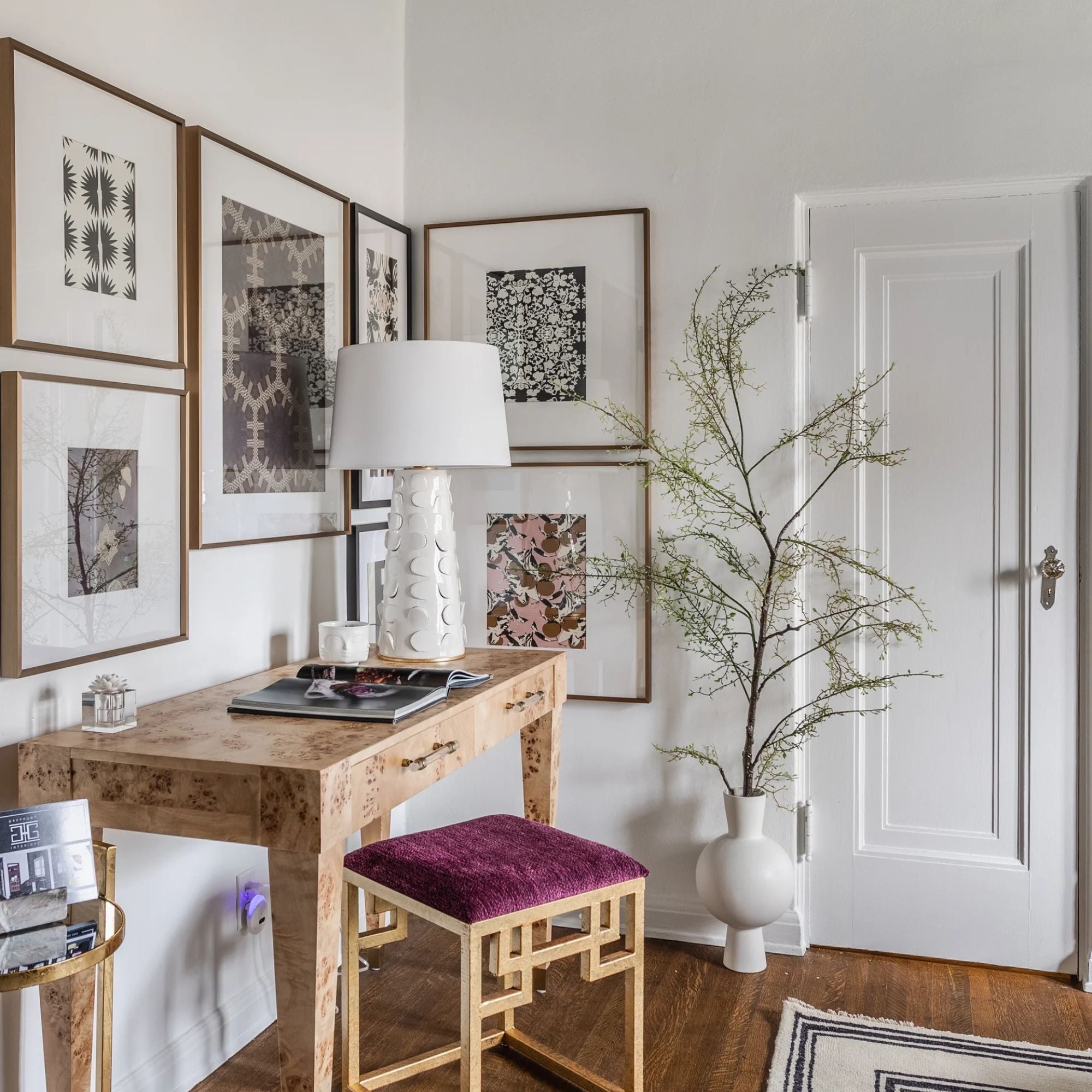 Naomi Table Lamp White Lustro with Gold Leaf Combo Finish