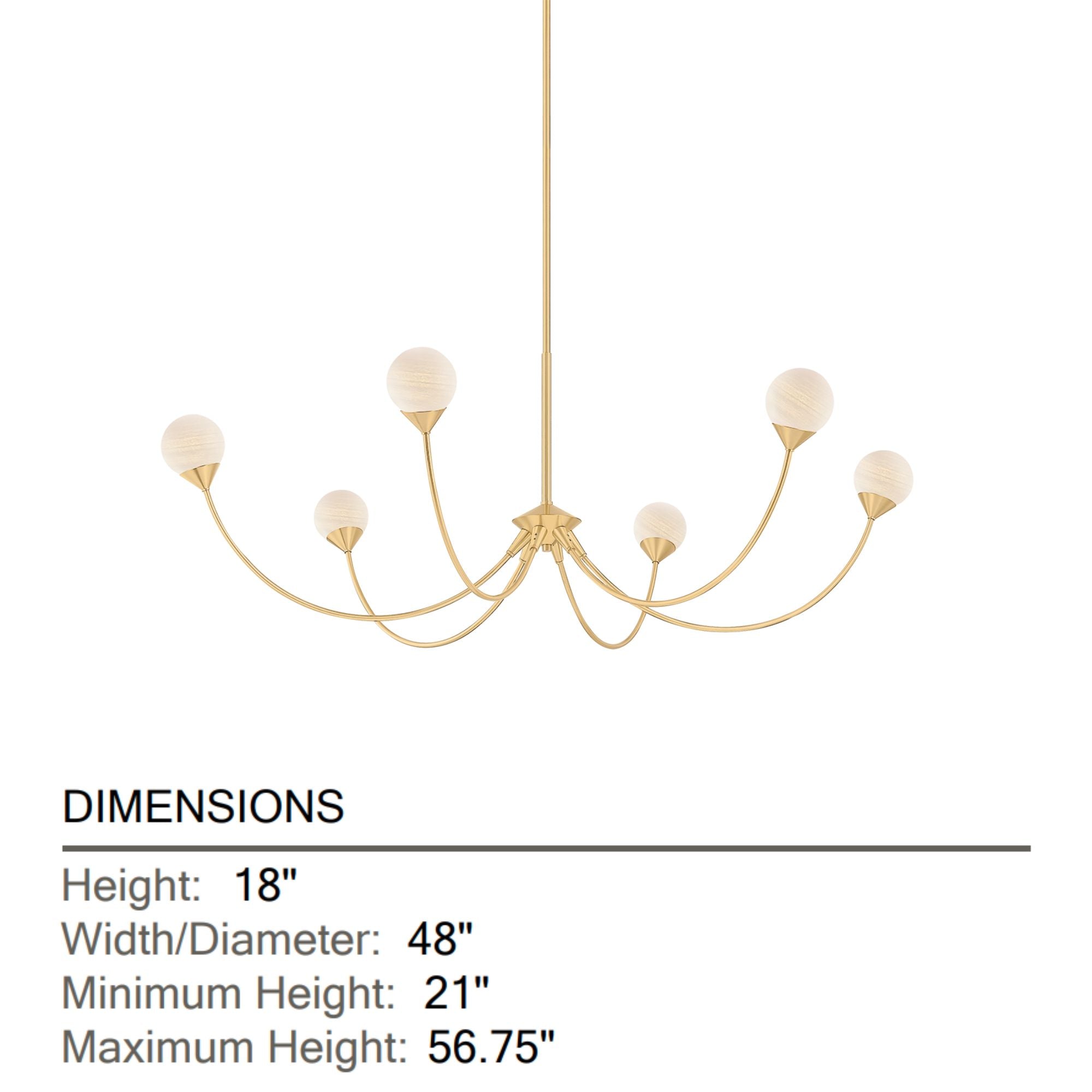Natasha 48" LED Chandelier, Aged Brass Finish