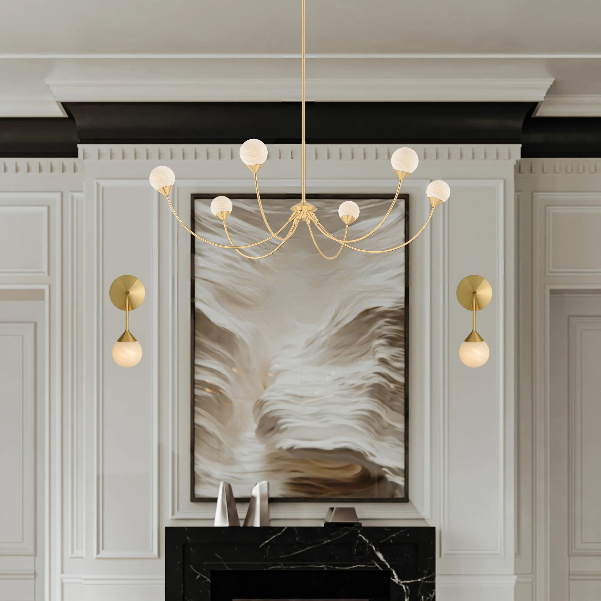 Natasha 48" LED Chandelier, Aged Brass Finish