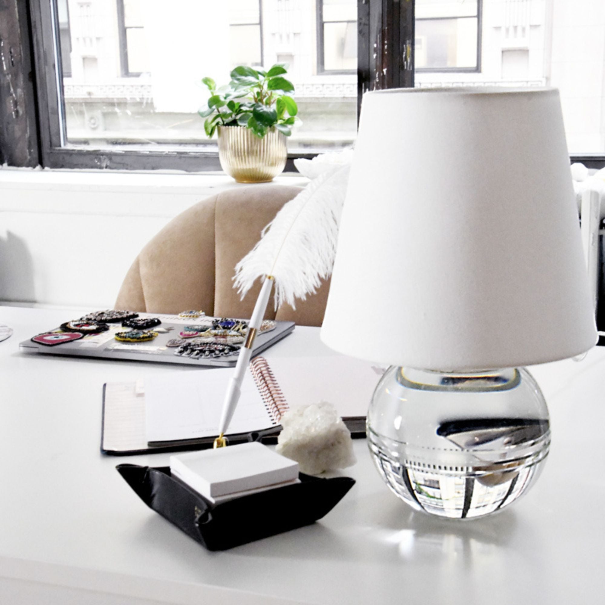 Nicole 13" Table Lamp, Polished Nickel Finish