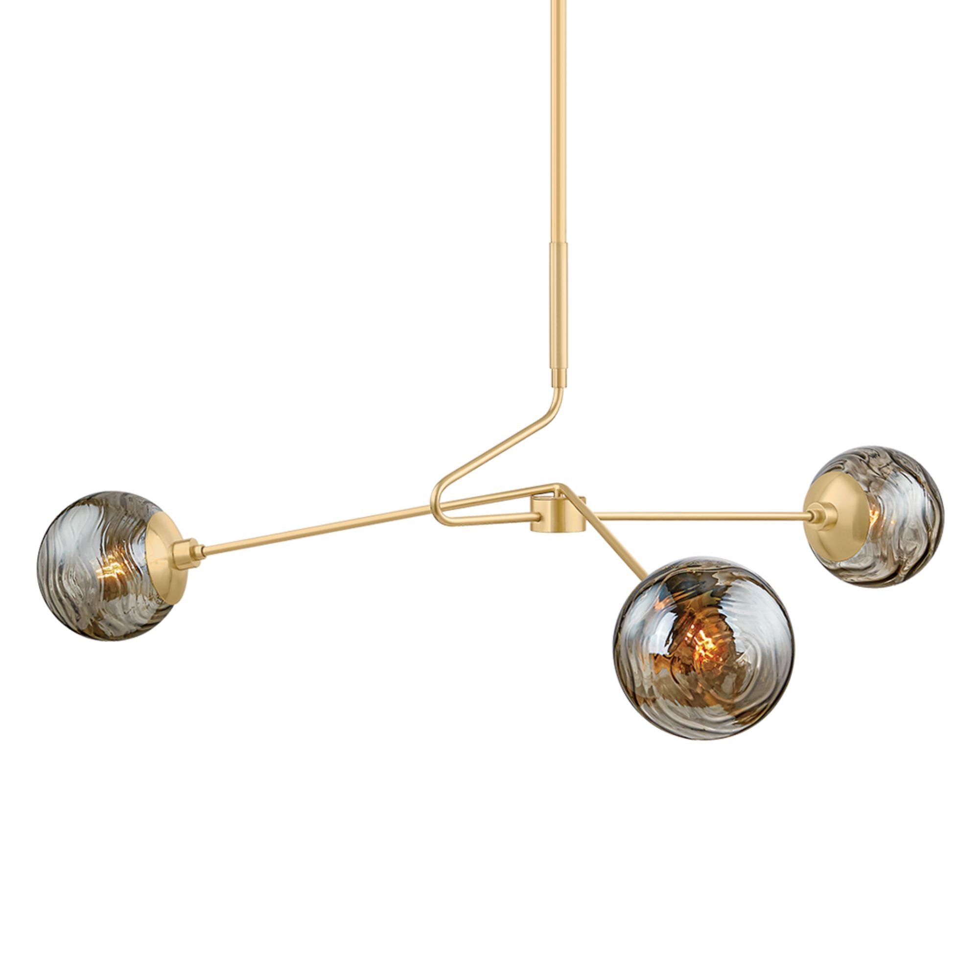 Nyla 46" 3-Light Chandelier, Aged Brass Finish