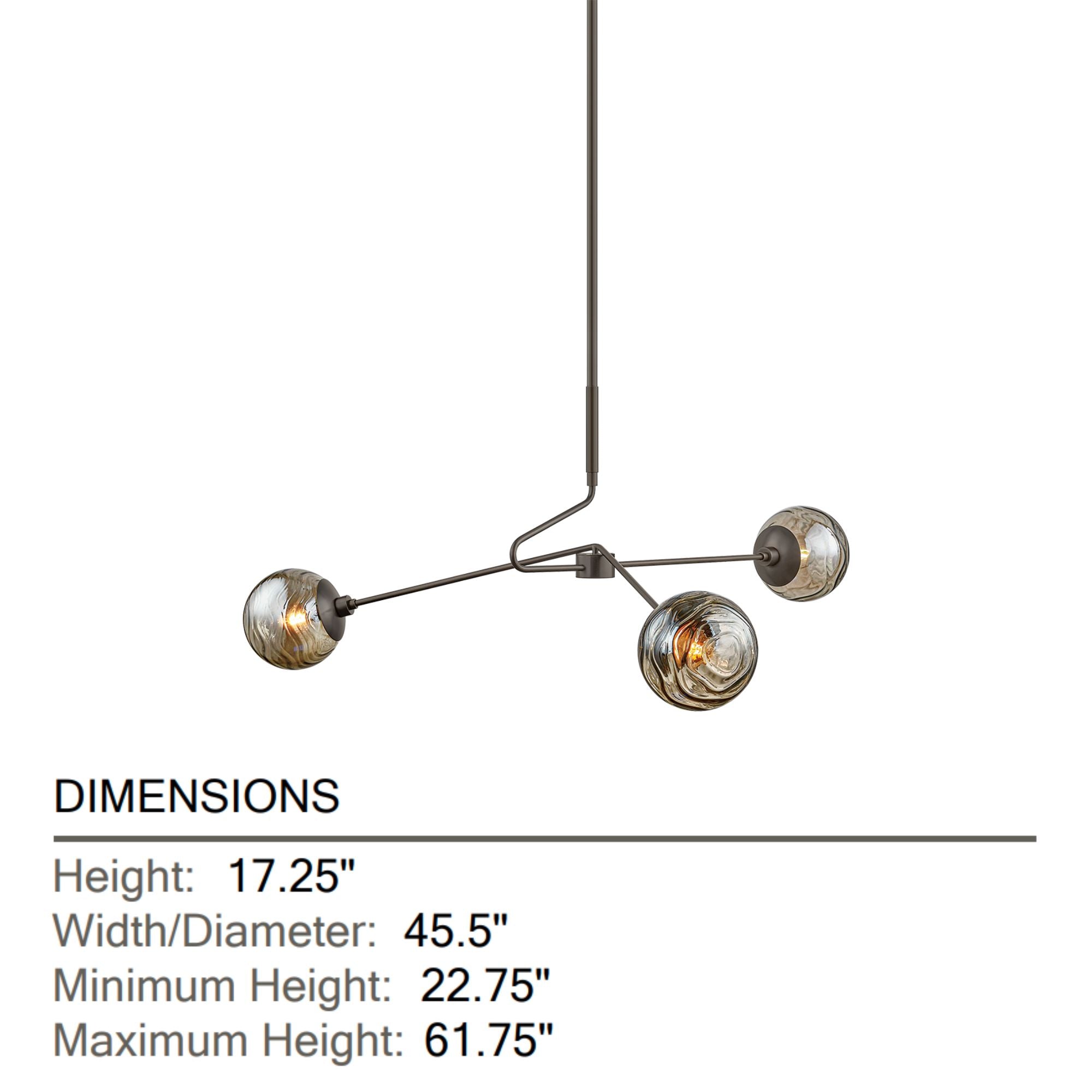 Nyla 46" 3-Light Chandelier, True Bronze Finish