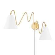 Onda 21" 2-Light Plug-in Sconce, Aged Brass Finish