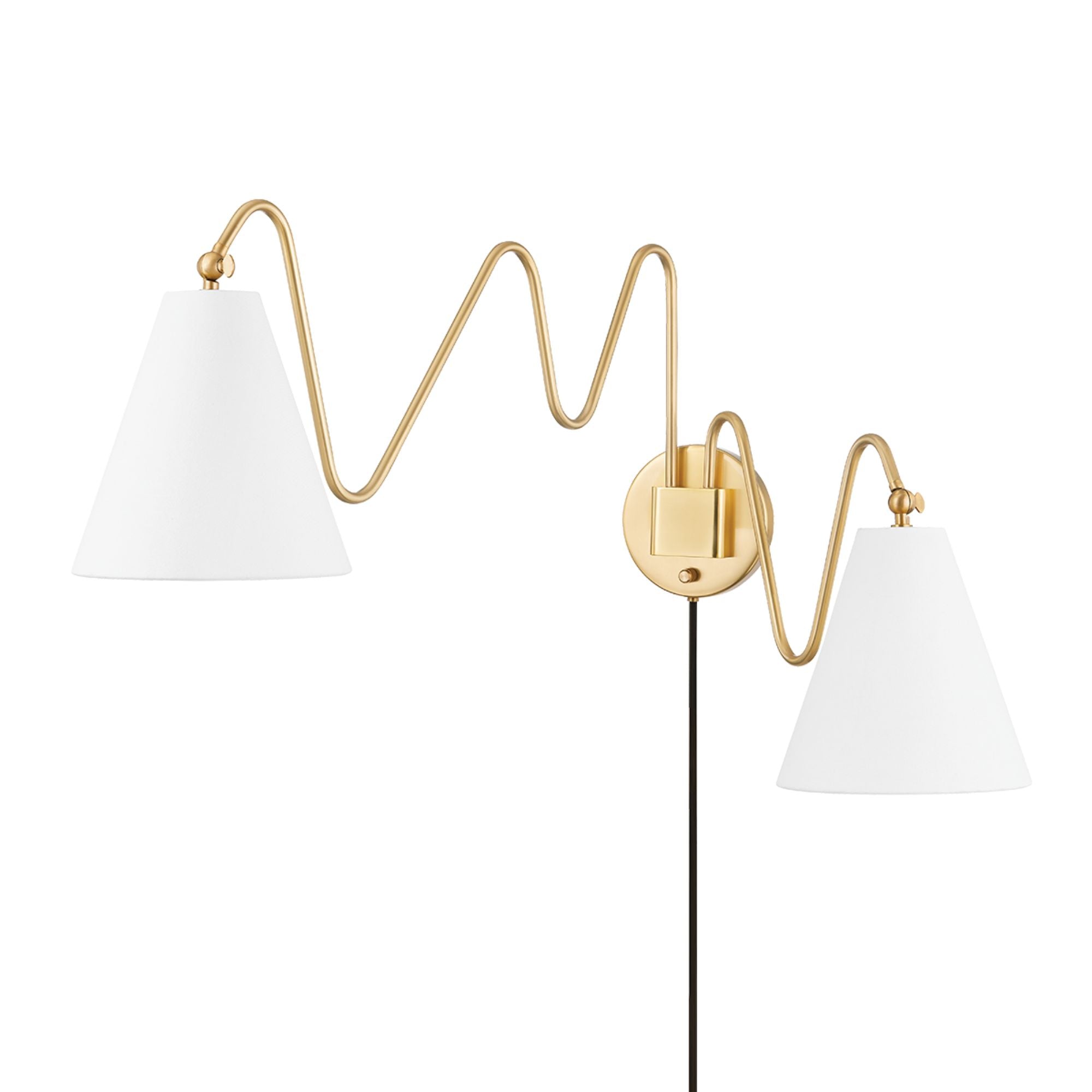 Onda 21" 2-Light Plug-in Sconce, Aged Brass Finish