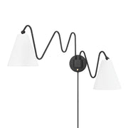 Onda 21" 2-Light Plug-in Sconce, Soft Black Finish