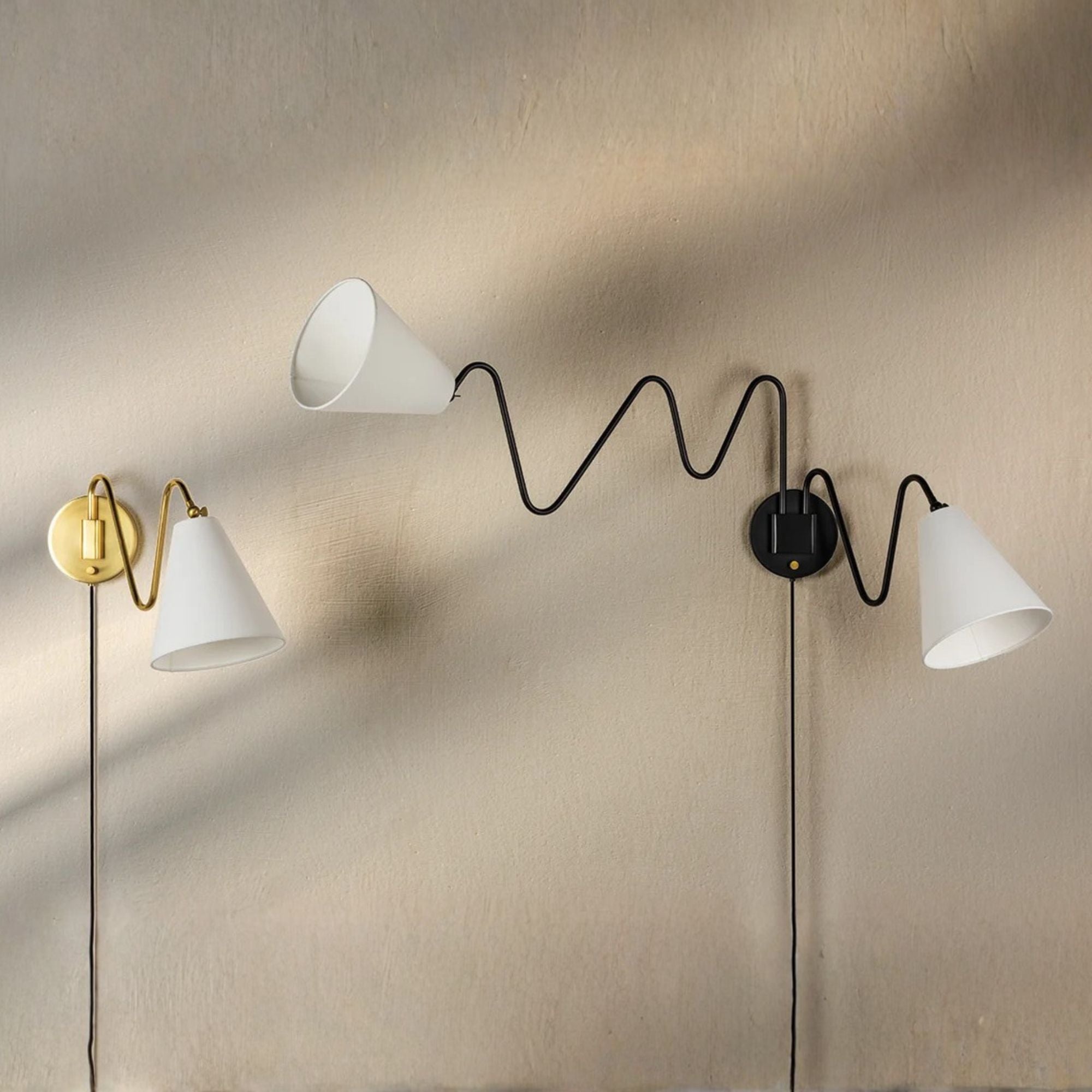 Onda 21" 2-Light Plug-in Sconce, Soft Black Finish