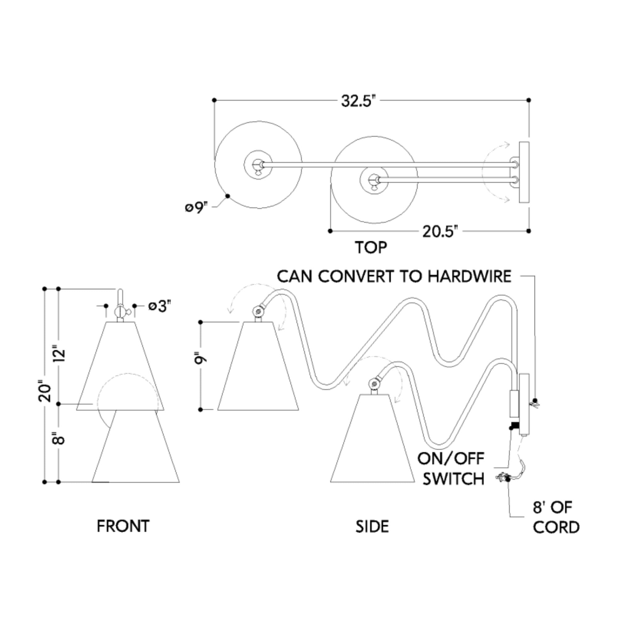 Onda 21" 2-Light Plug-in Sconce, Soft Black Finish