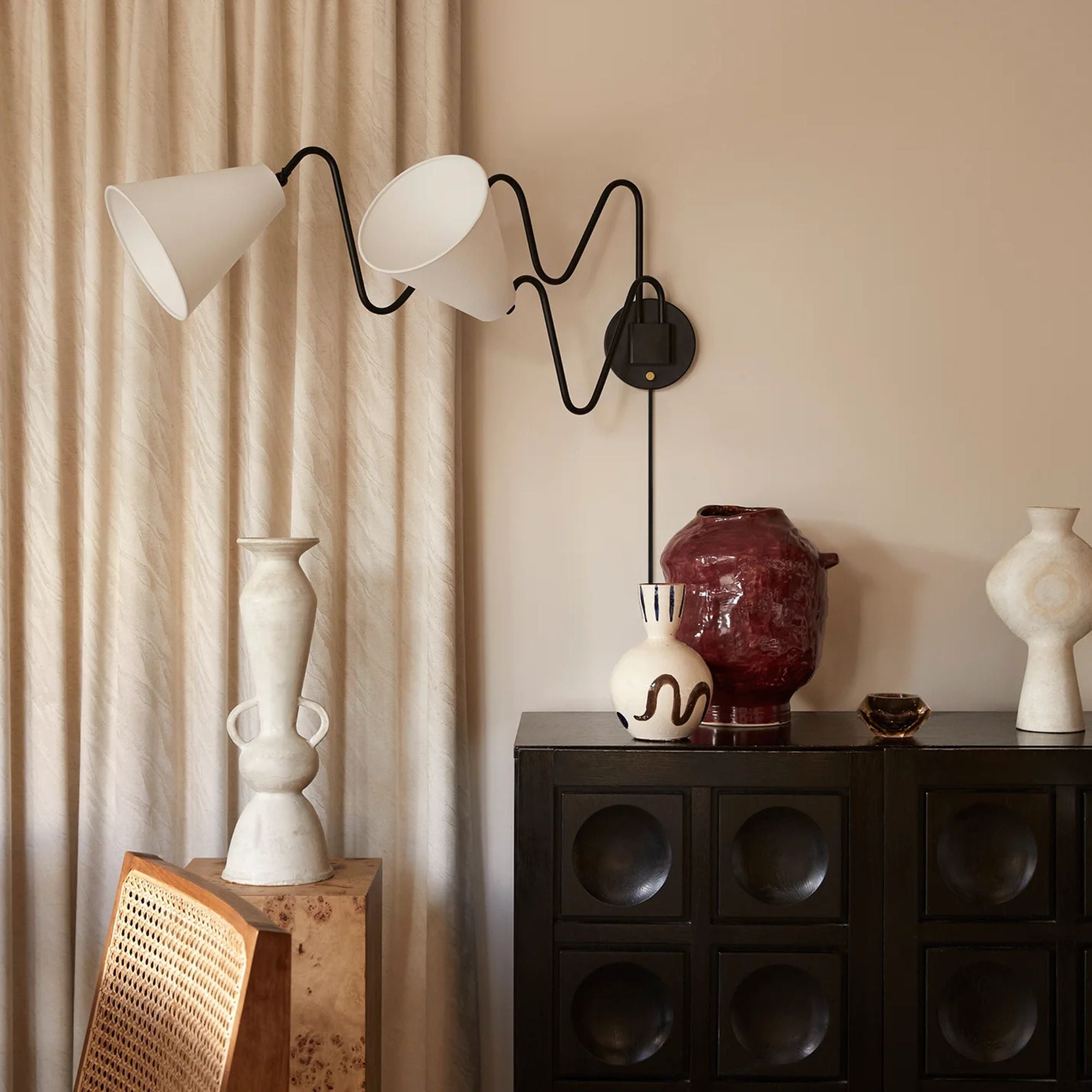 Onda 21" 2-Light Plug-in Sconce, Soft Black Finish