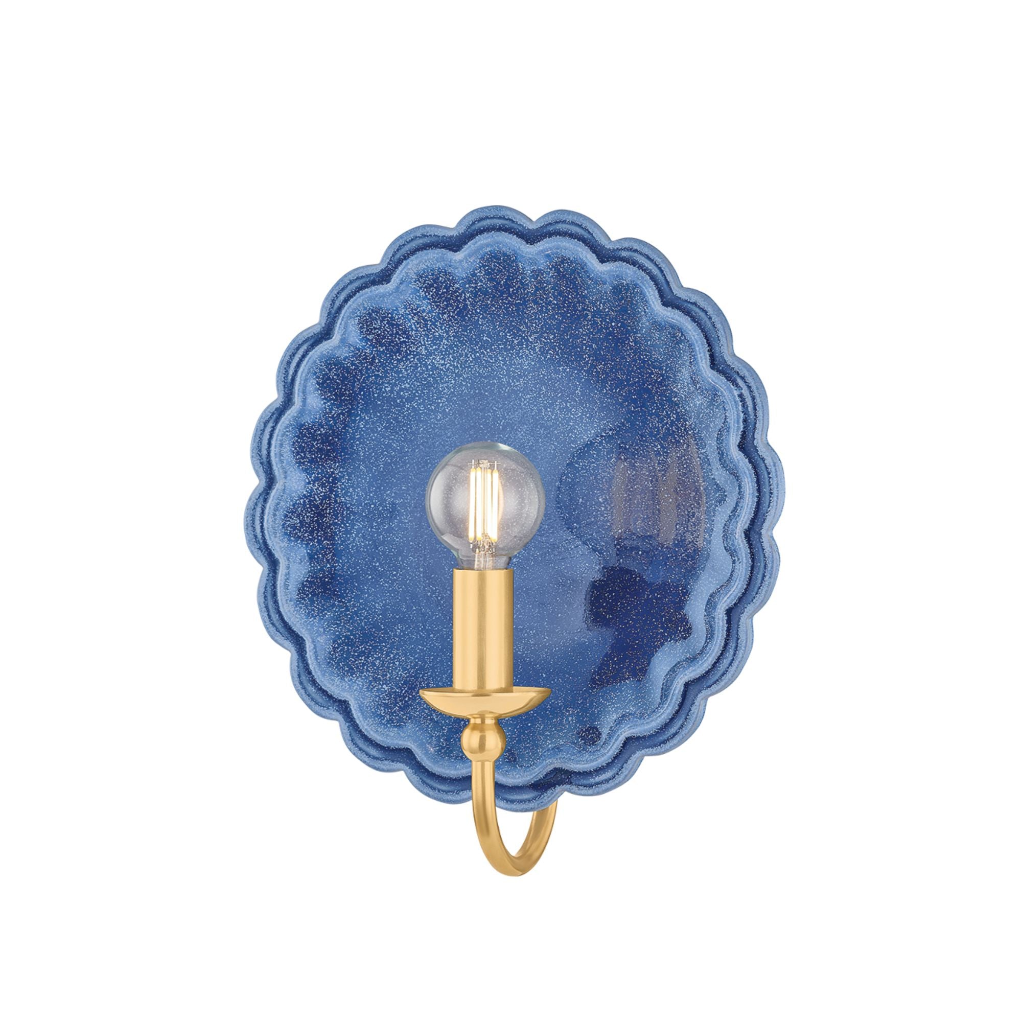 Mitzi Paulette 11.25 in. Wall Sconce, Aged Brass & Ceramic Indigo Wash