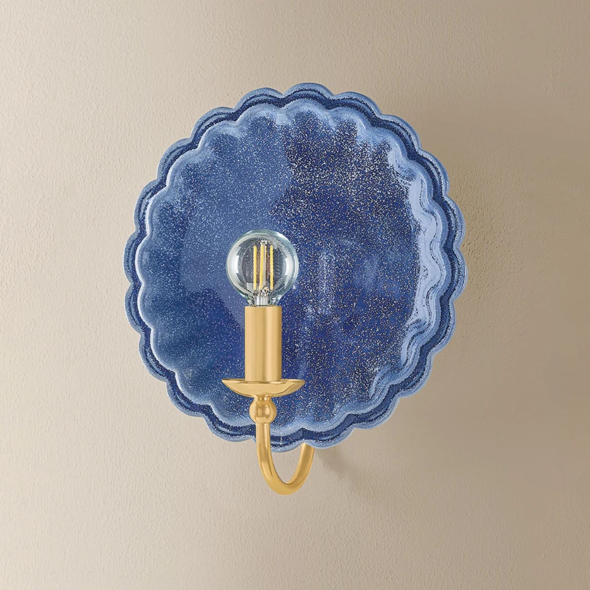 Mitzi Paulette 11.25 in. Wall Sconce, Aged Brass & Ceramic Indigo Wash