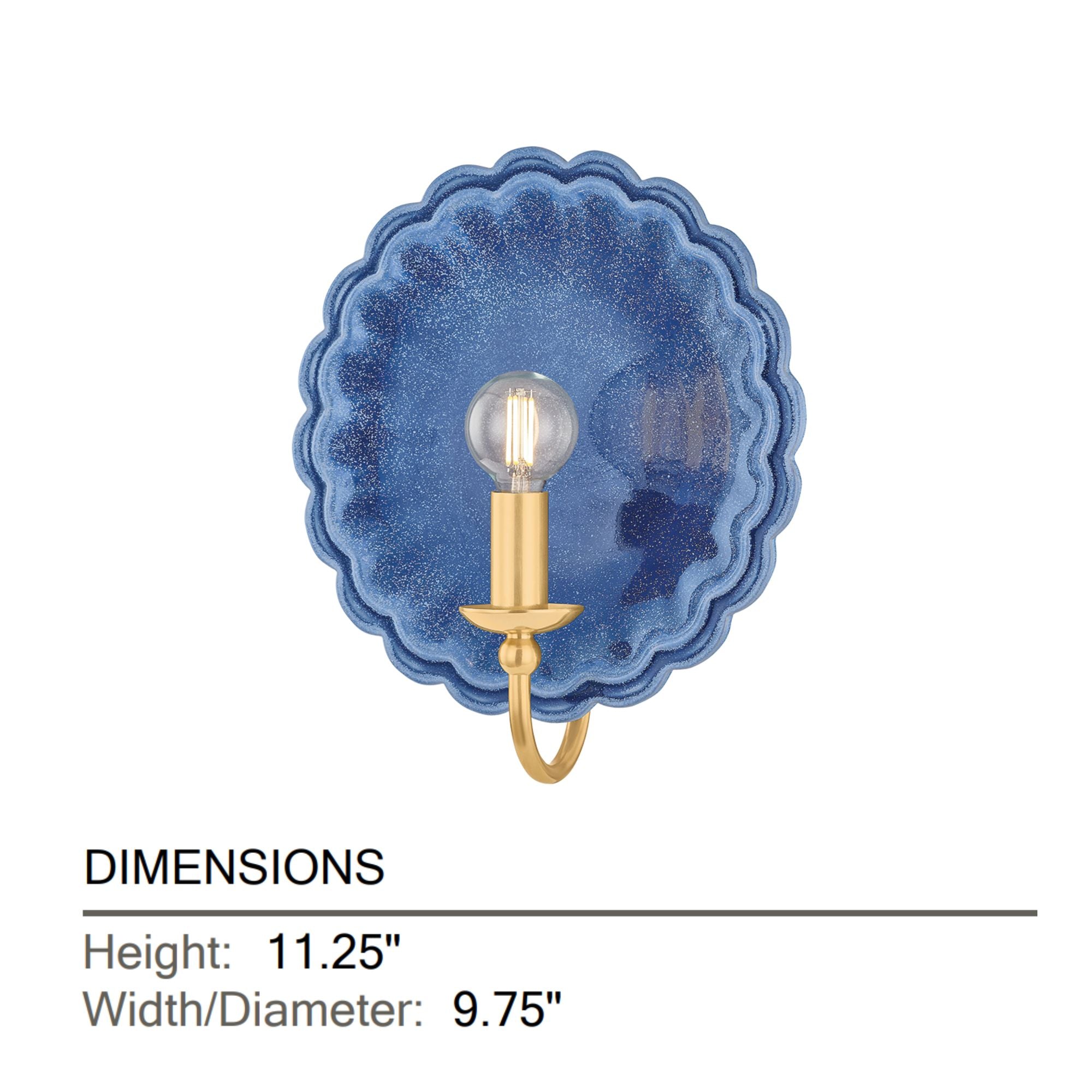 Mitzi Paulette 11.25 in. Wall Sconce, Aged Brass & Ceramic Indigo Wash