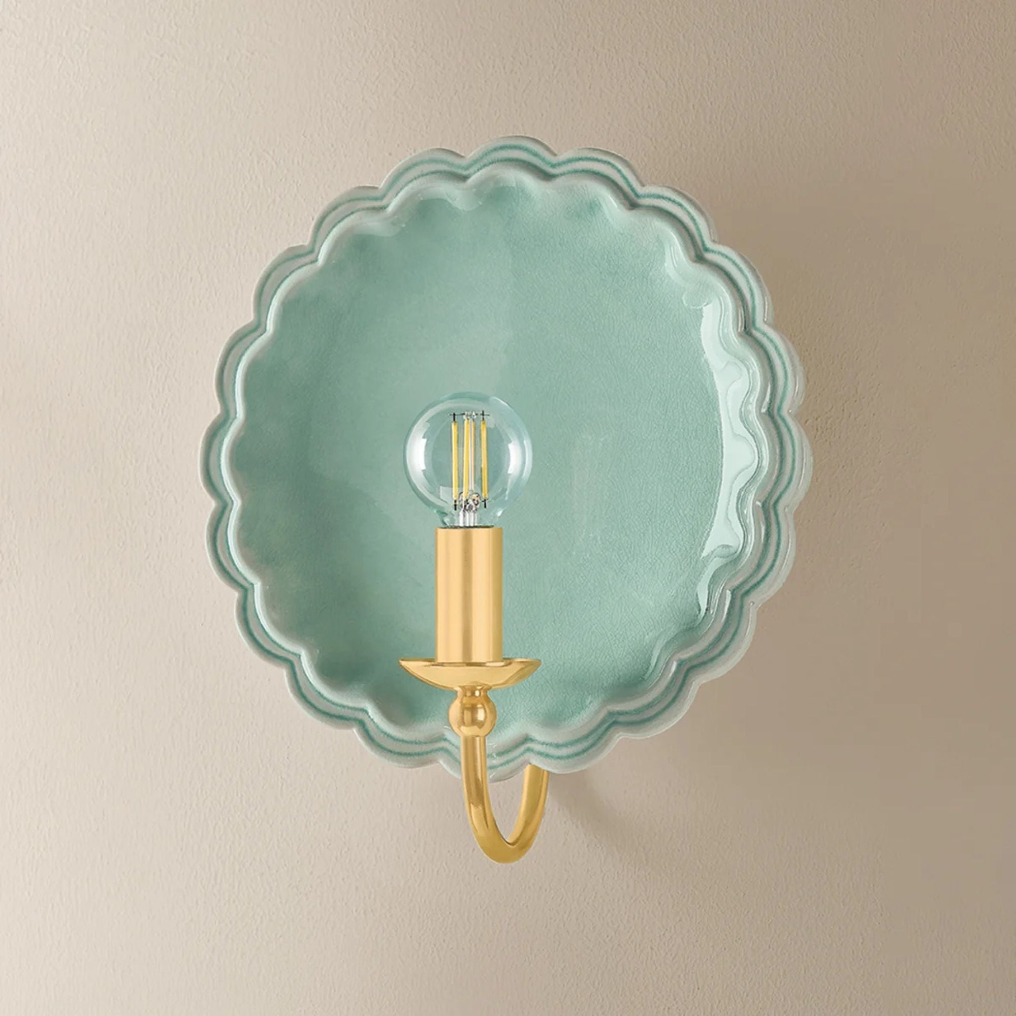 Mitzi Paulette 11.25 in. Wall Sconce, Aged Brass & Ceramic Moss Crackle