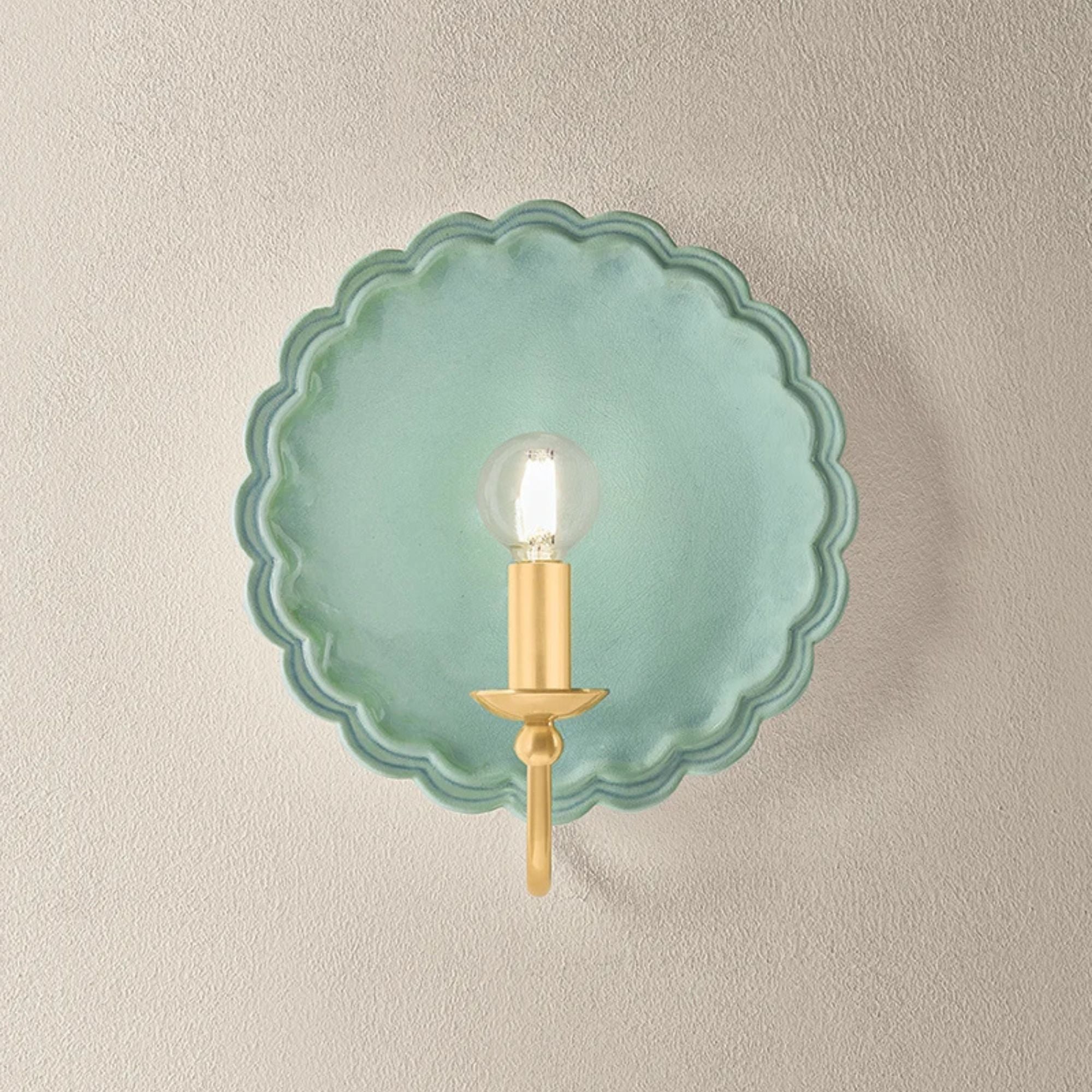 Mitzi Paulette 11.25 in. Wall Sconce, Aged Brass & Ceramic Moss Crackle