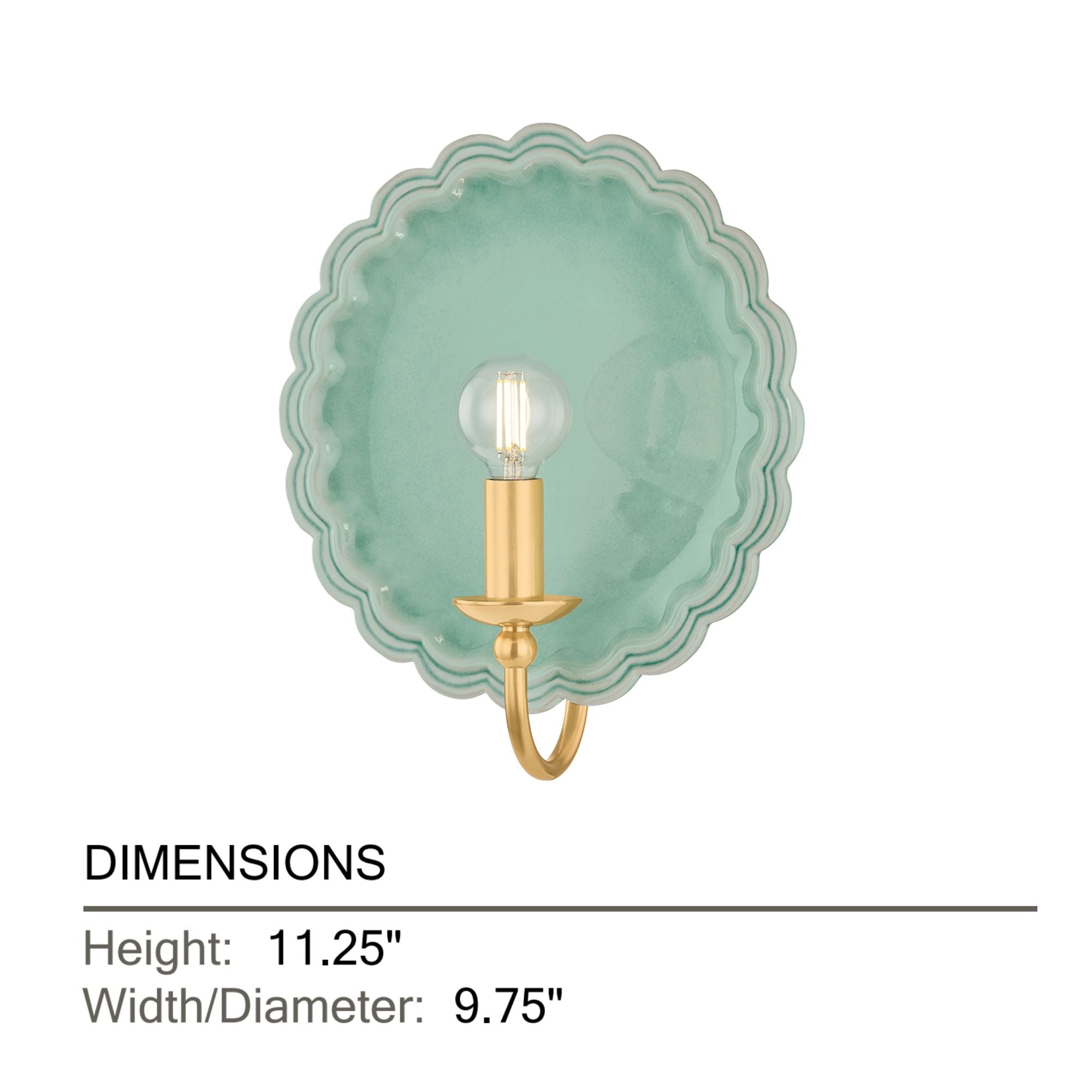 Mitzi Paulette 11.25 in. Wall Sconce, Aged Brass & Ceramic Moss Crackle