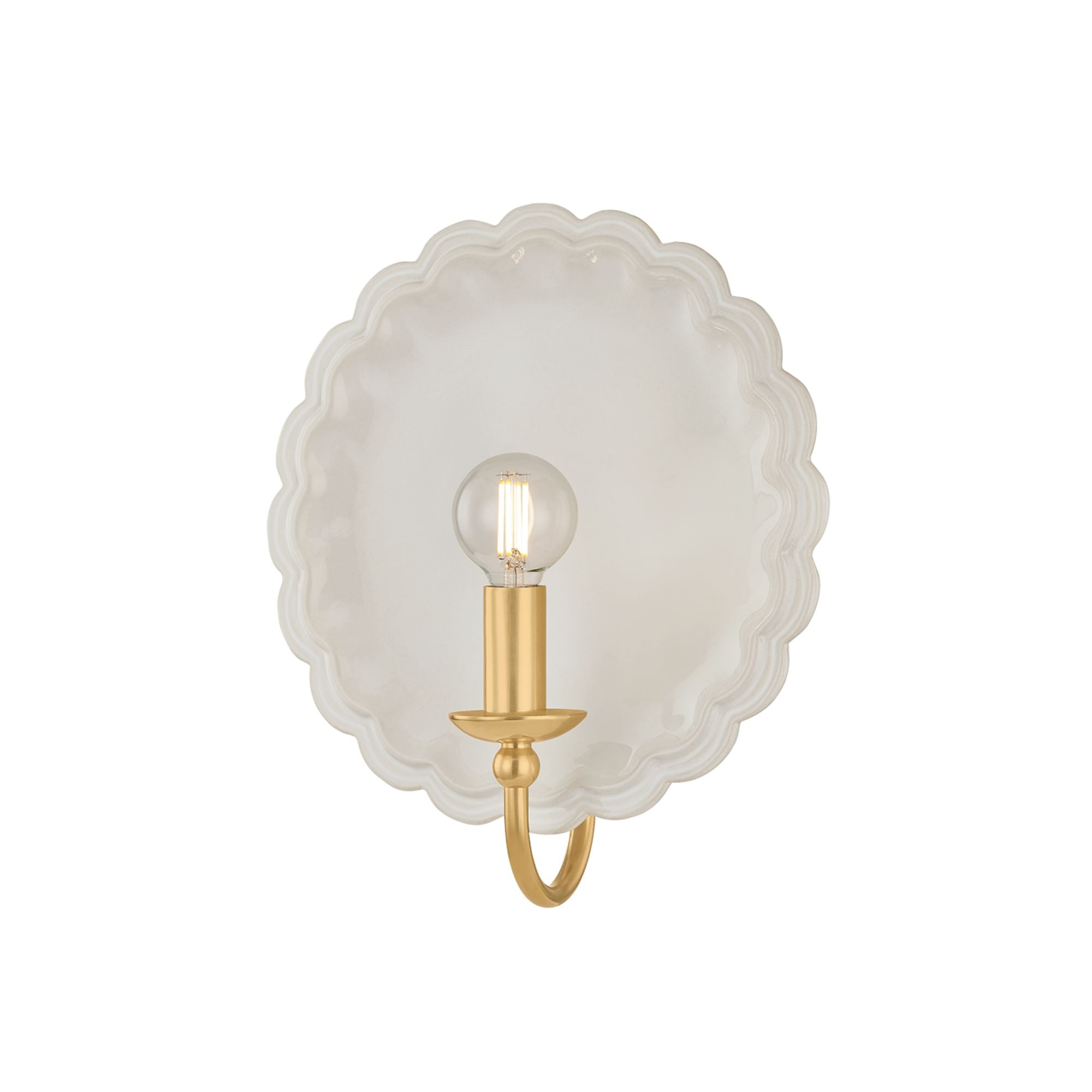 Mitzi Paulette 11.25 in. Wall Sconce, Aged Brass & Ceramic Gossamer Ivory