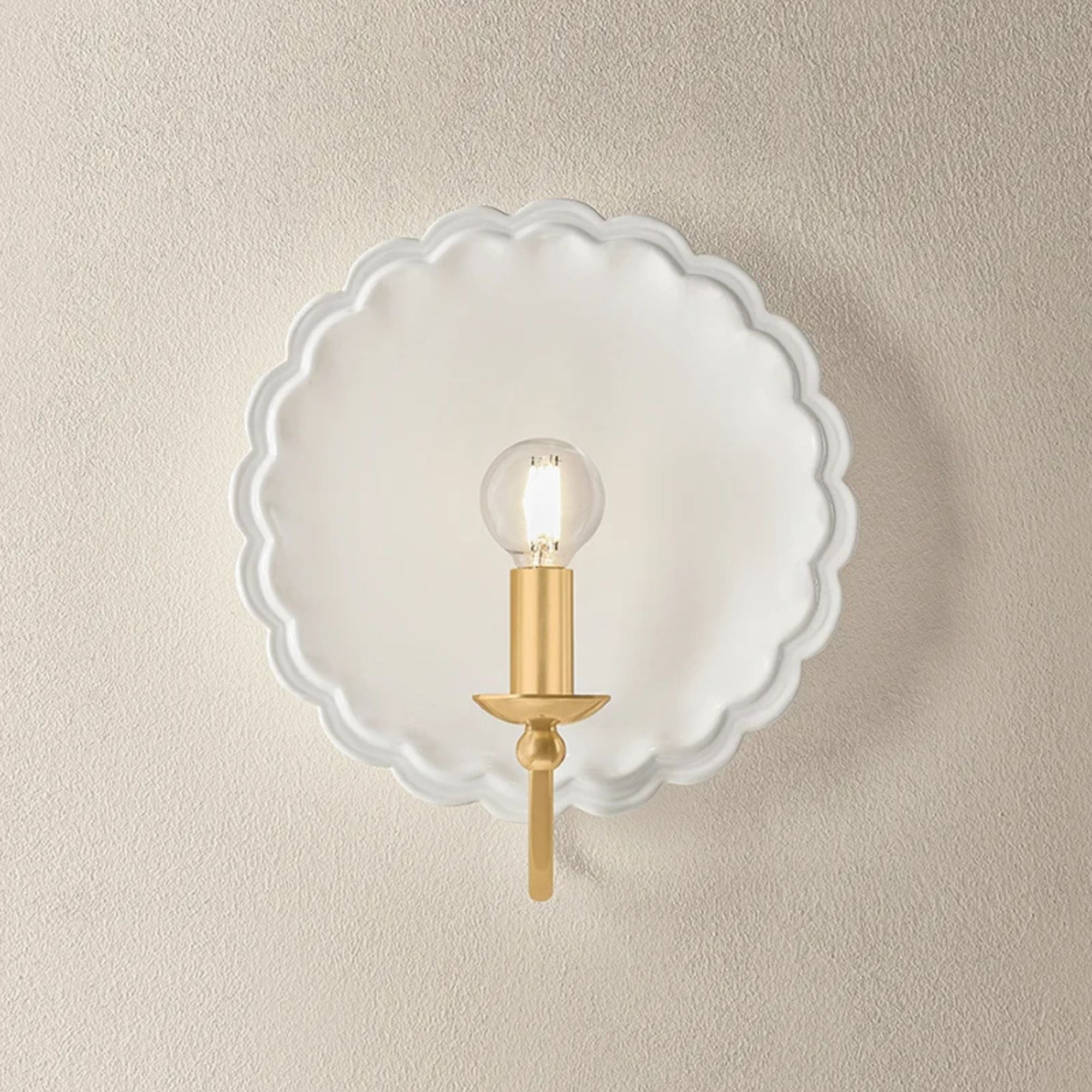 Mitzi Paulette 11.25 in. Wall Sconce, Aged Brass & Ceramic Gossamer Ivory