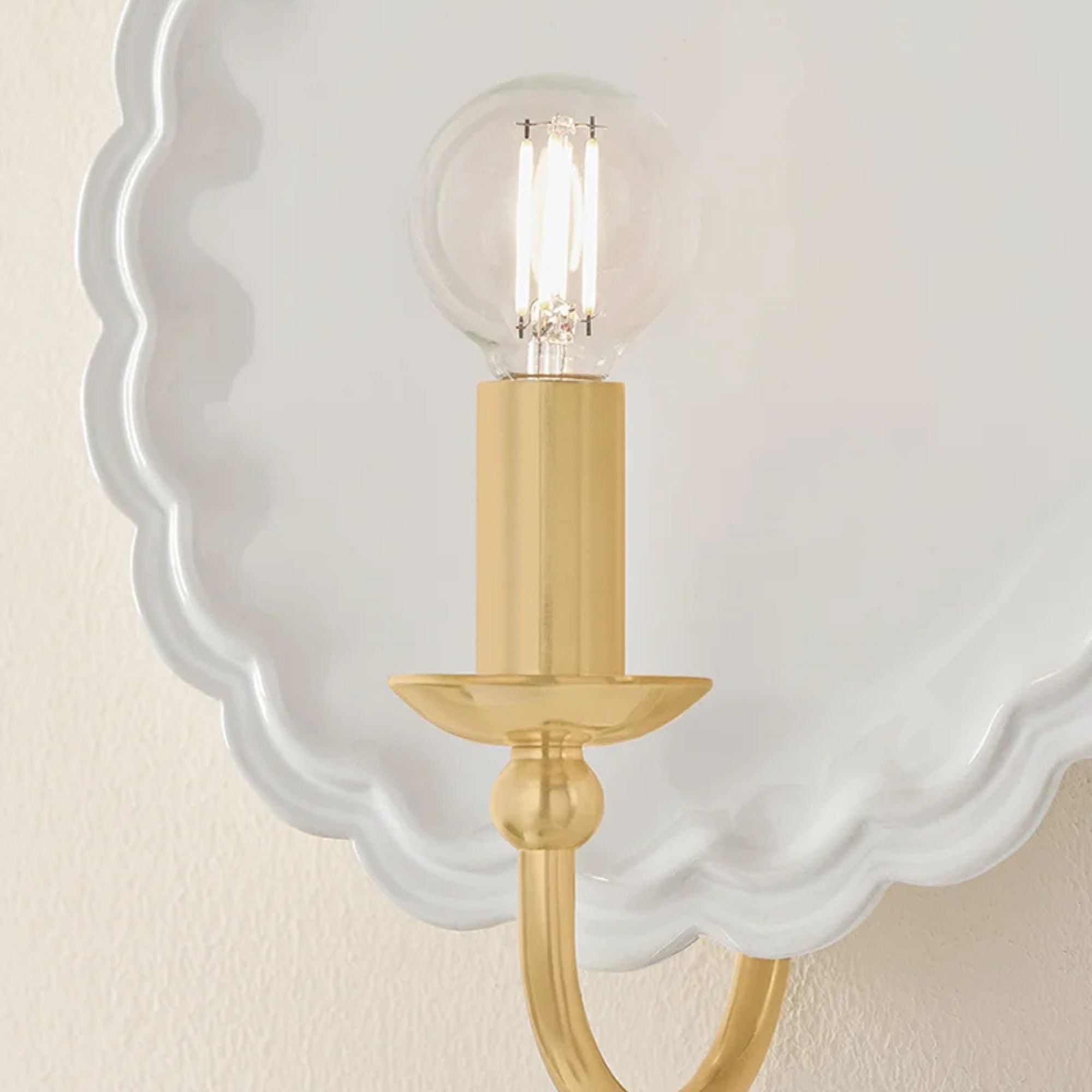 Mitzi Paulette 11.25 in. Wall Sconce, Aged Brass & Ceramic Gossamer Ivory