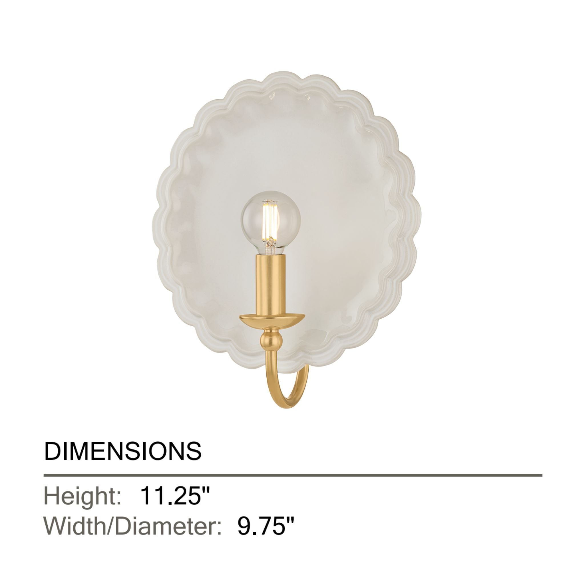 Mitzi Paulette 11.25 in. Wall Sconce, Aged Brass & Ceramic Gossamer Ivory