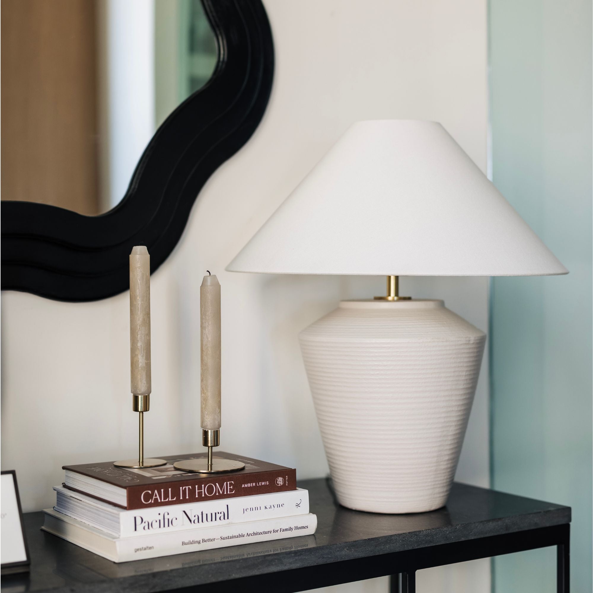 Rachie 45" Table Lamp, Aged Brass/Ceramic Whitewash Terracotta Finish