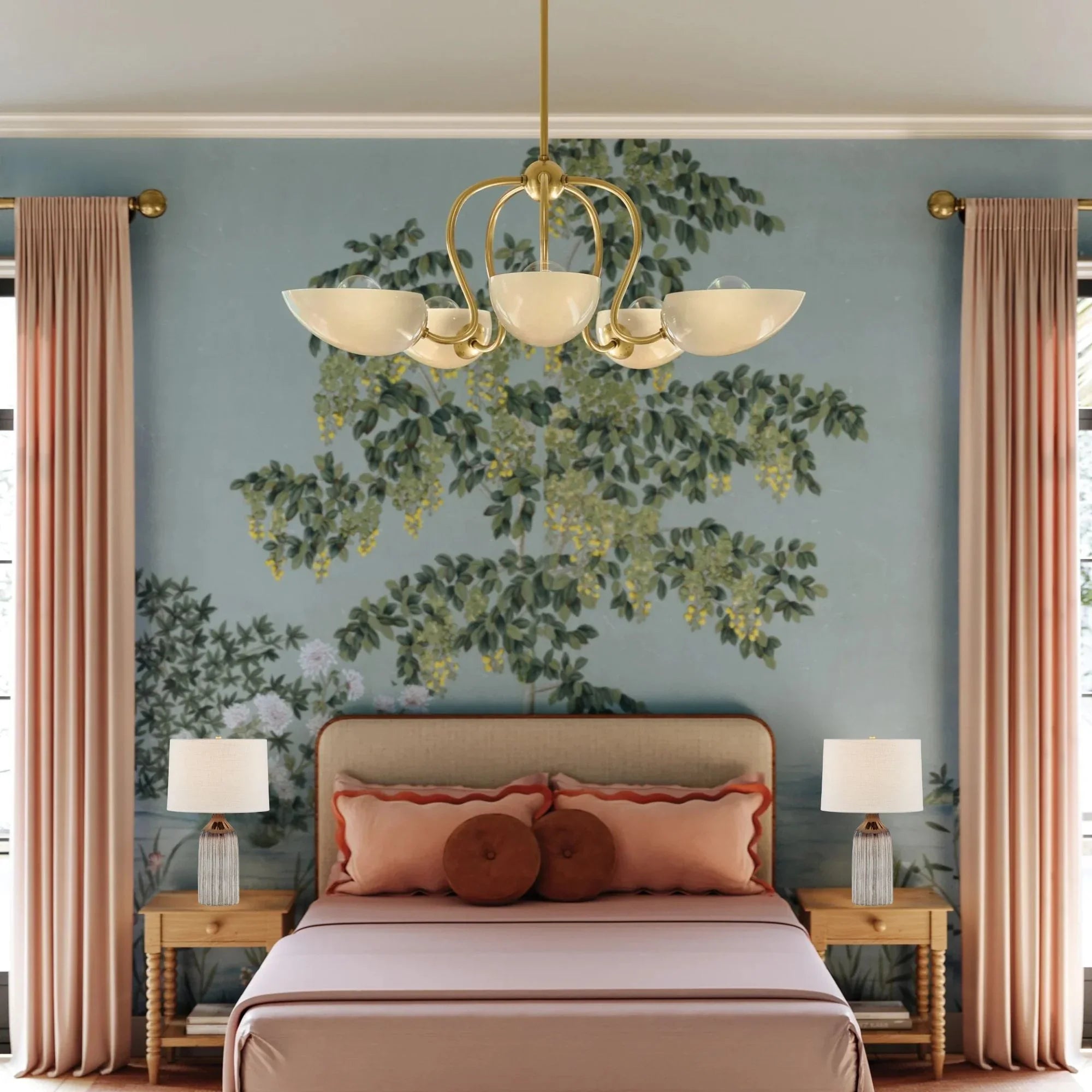 Raisa 27" Table Lamp, Aged Brass/Ceramic Affogato Finish