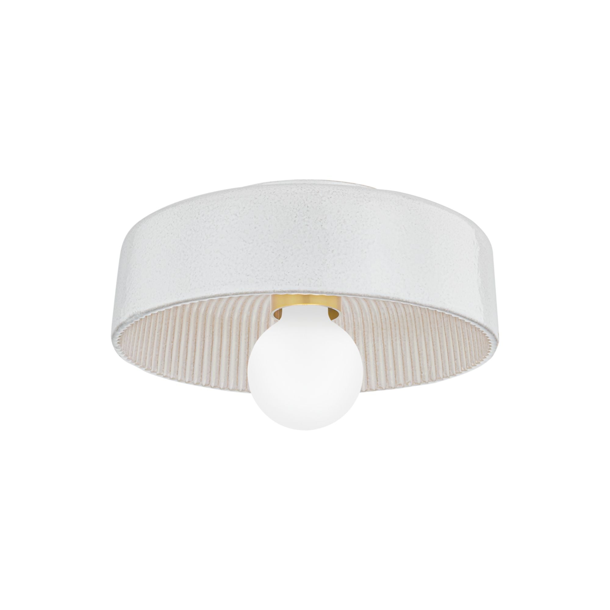 Ray 23" Flush Mount, Aged Brass/Ceramic Reactive White Finish