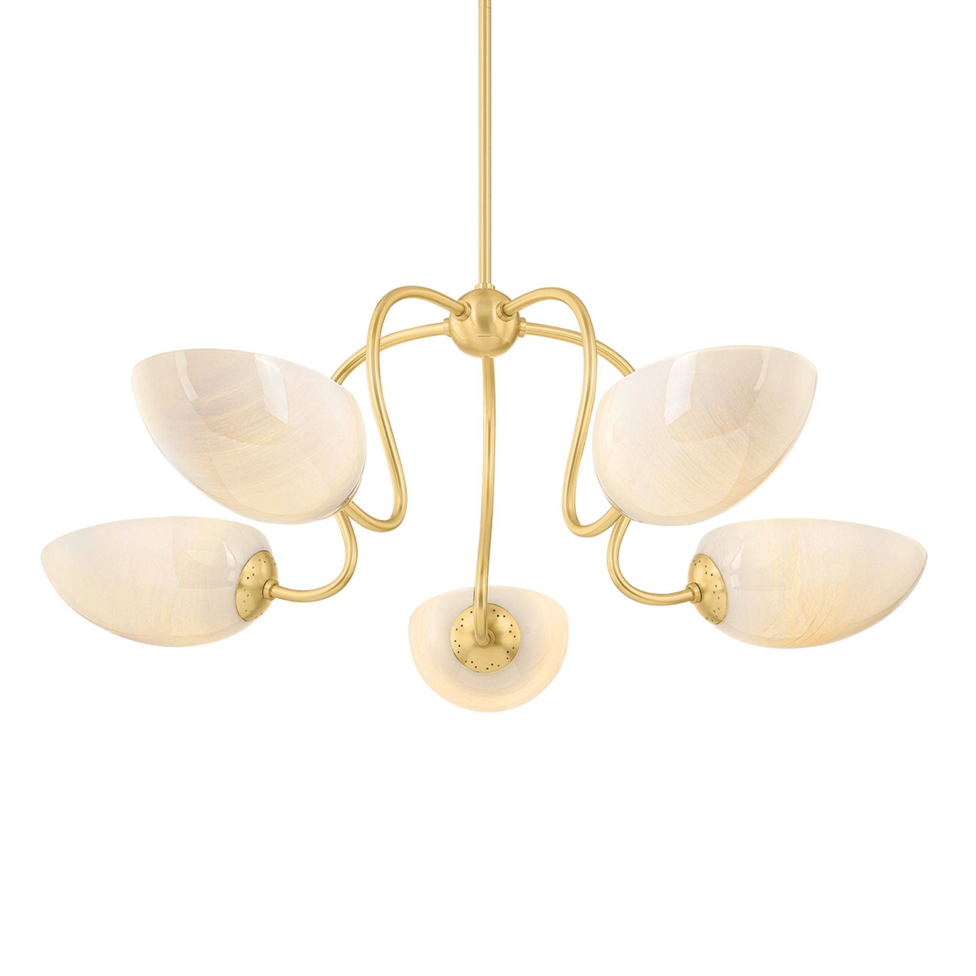Reva 34" 5-Light Chandelier, Aged Brass Finish