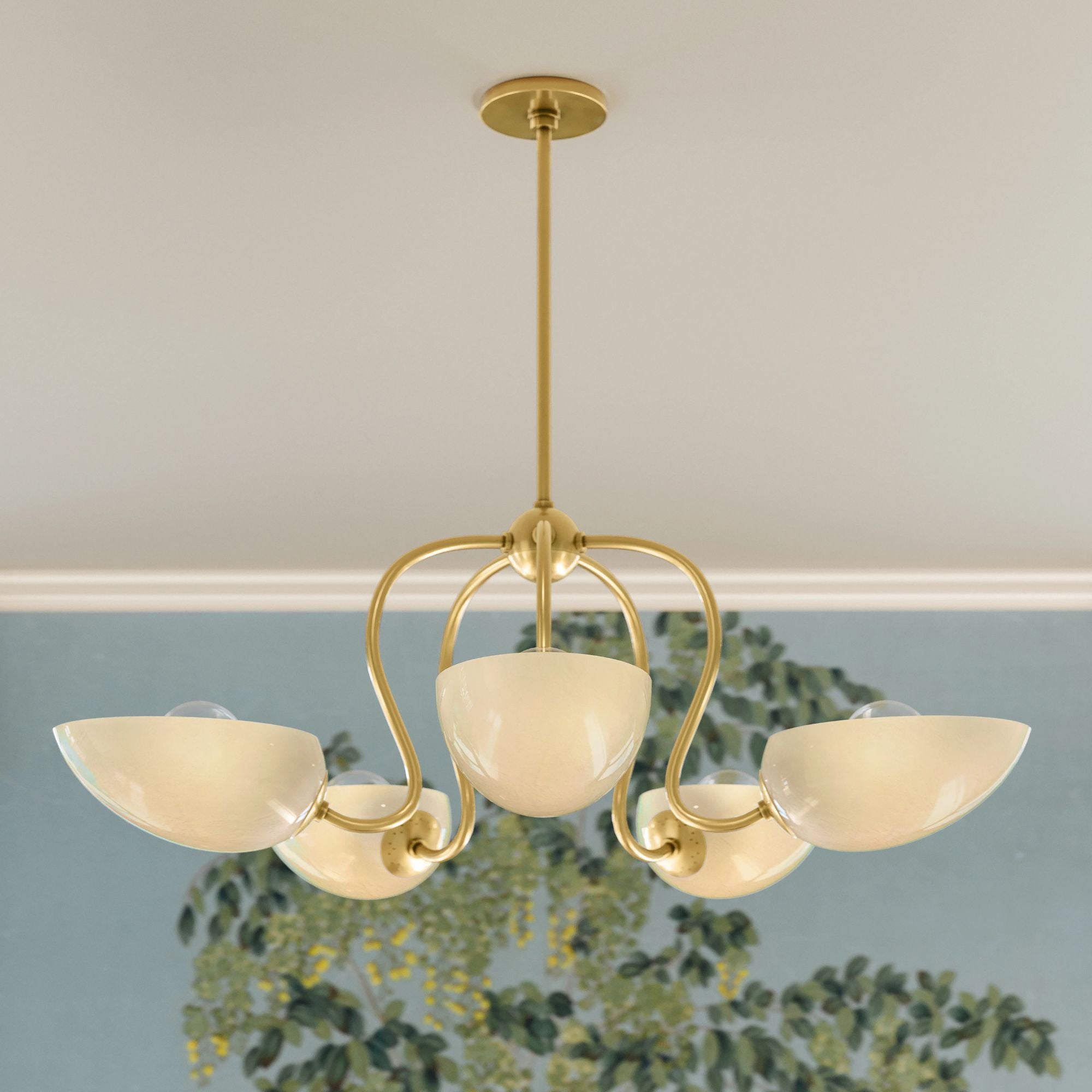 Reva 34" 5-Light Chandelier, Aged Brass Finish