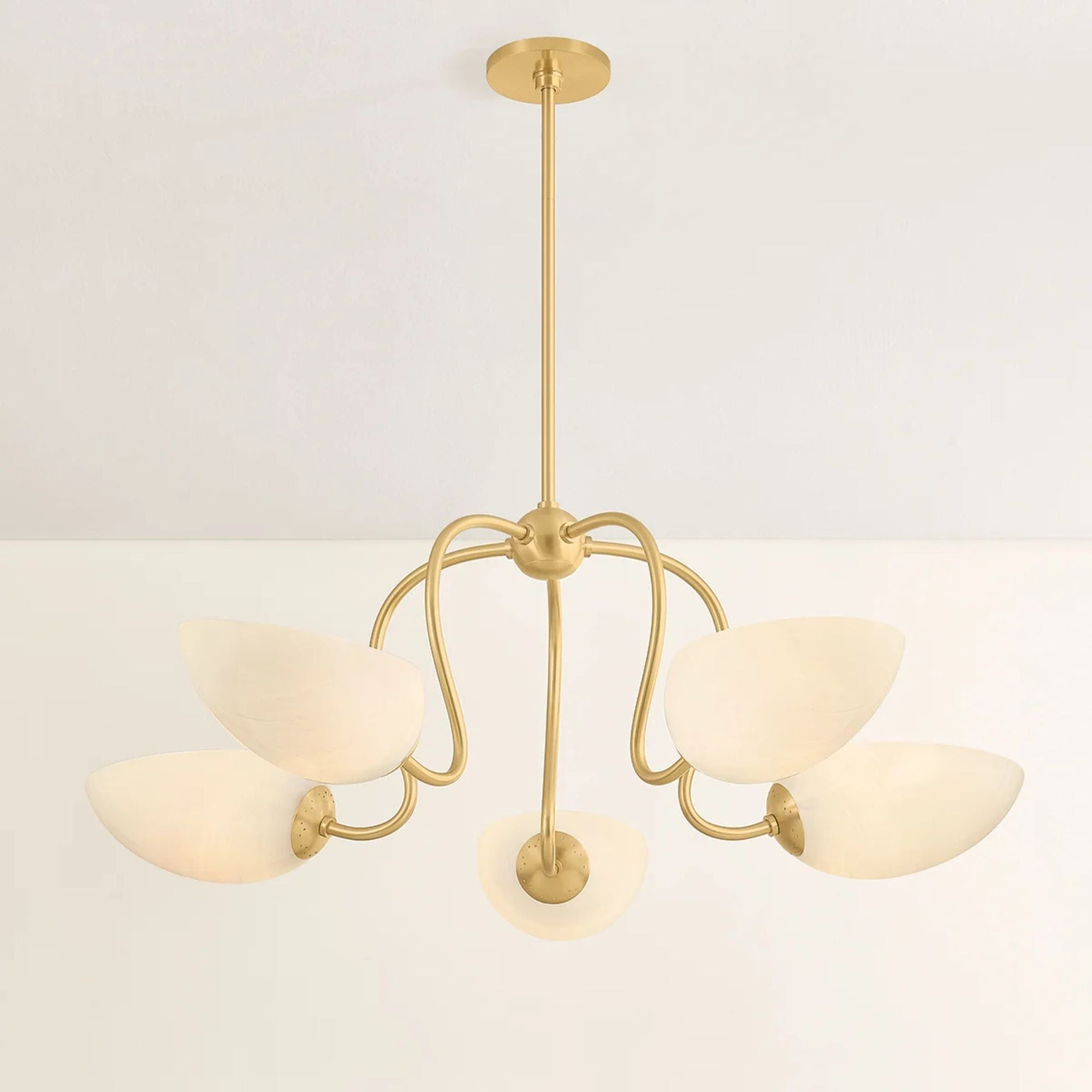 Reva 34" 5-Light Chandelier, Aged Brass Finish