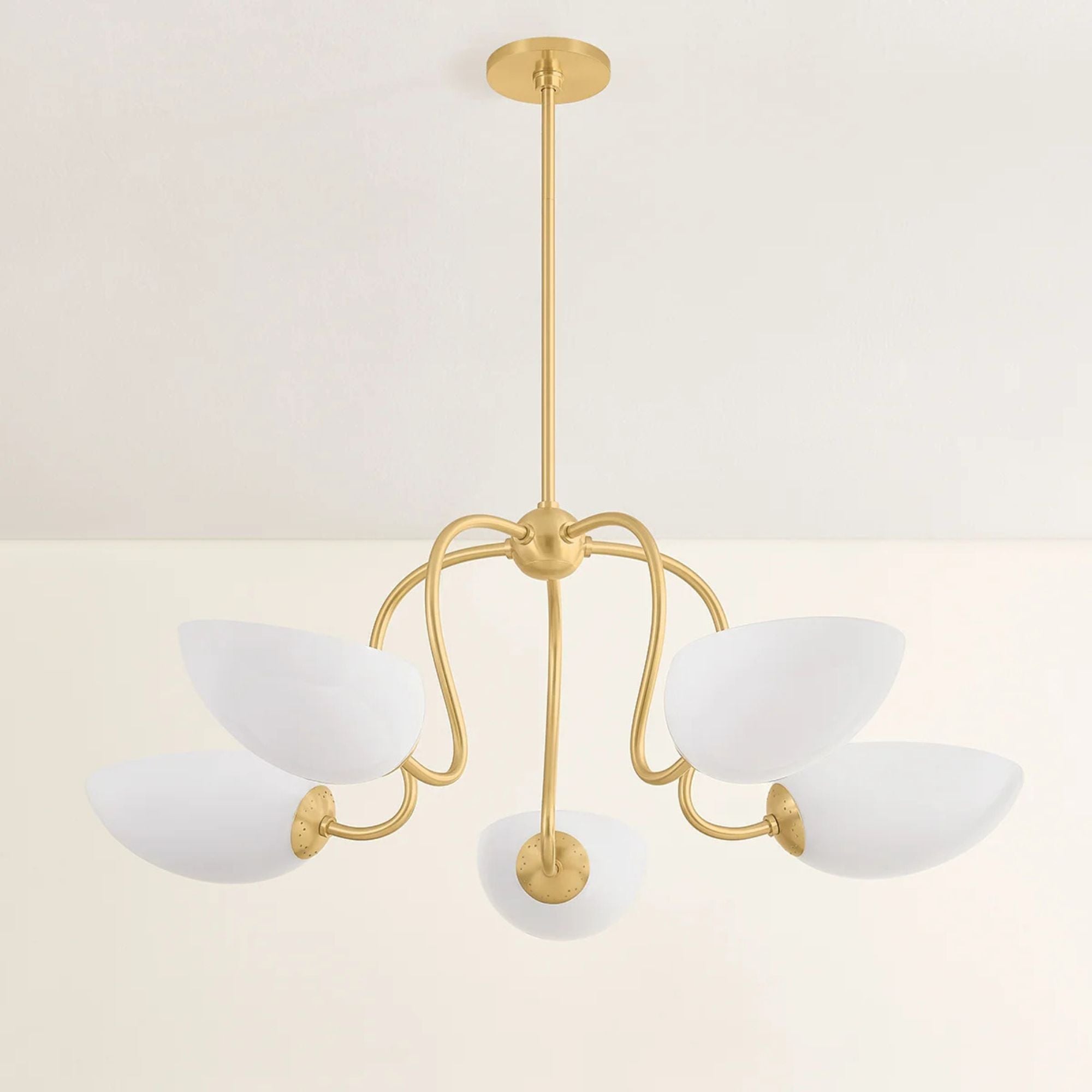 Reva 34" 5-Light Chandelier, Aged Brass Finish