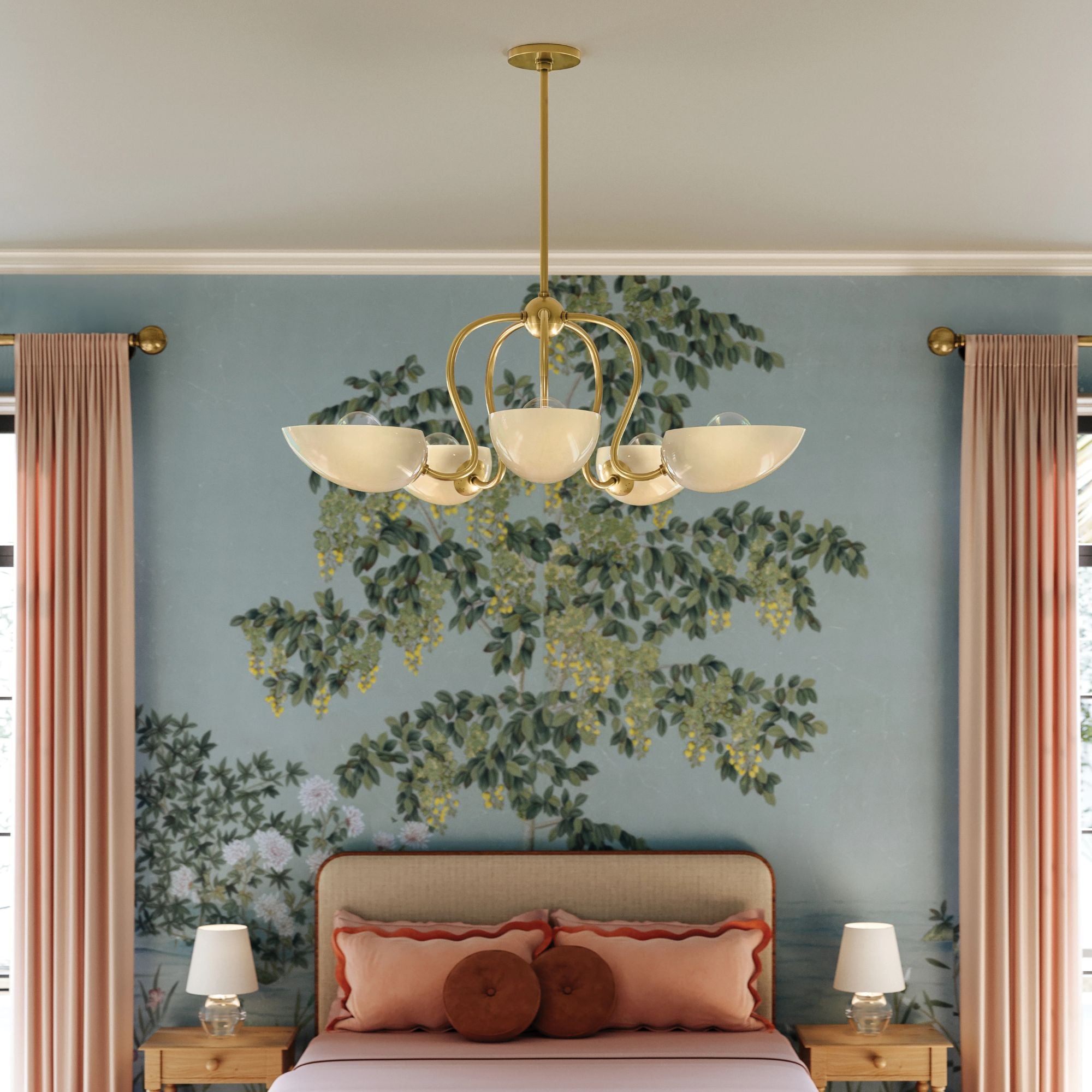 Reva 34" 5-Light Chandelier, Aged Brass Finish