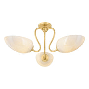 Reva 28" 3-Light Semi Flush Mount, Aged Brass Finish