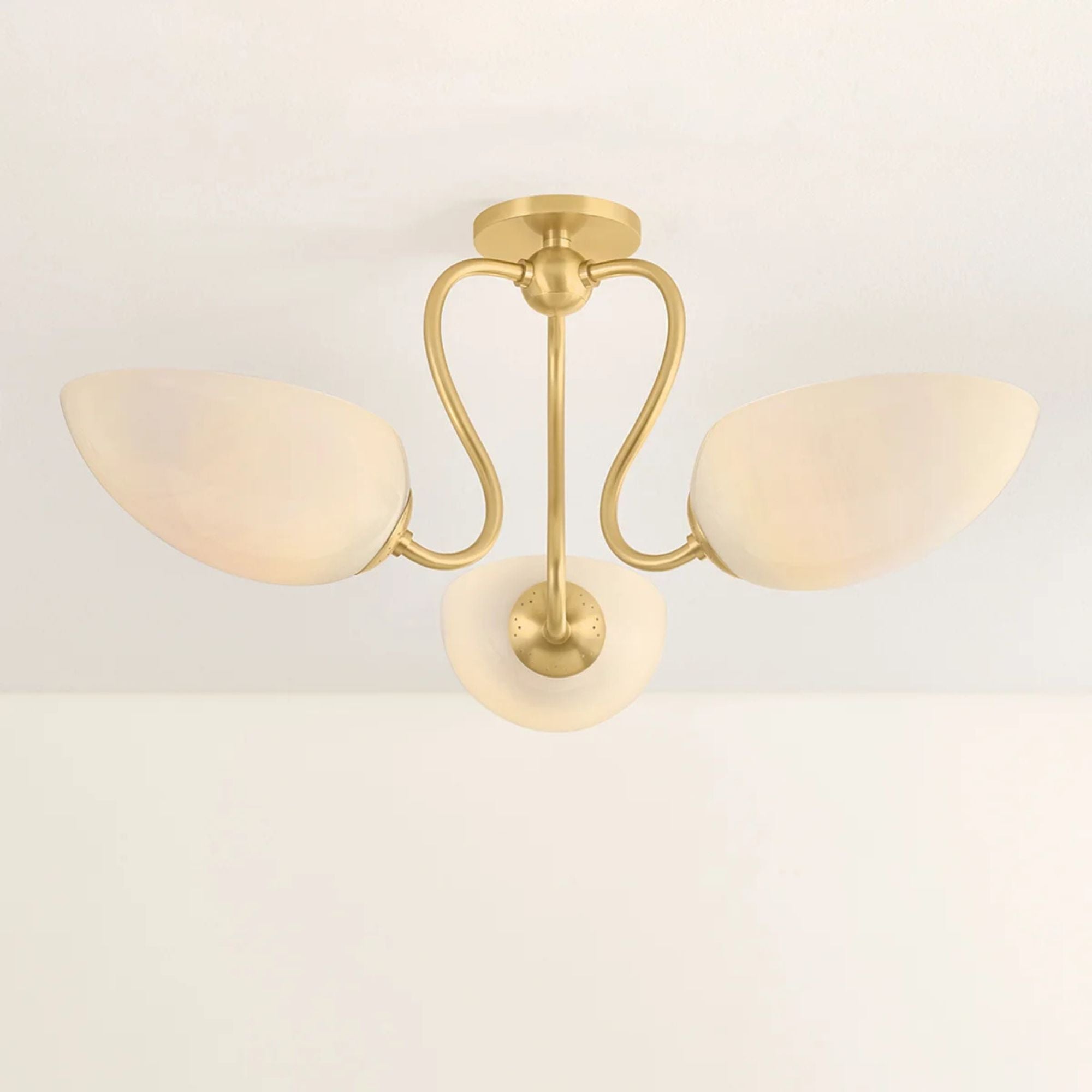 Reva 28" 3-Light Semi Flush Mount, Aged Brass Finish