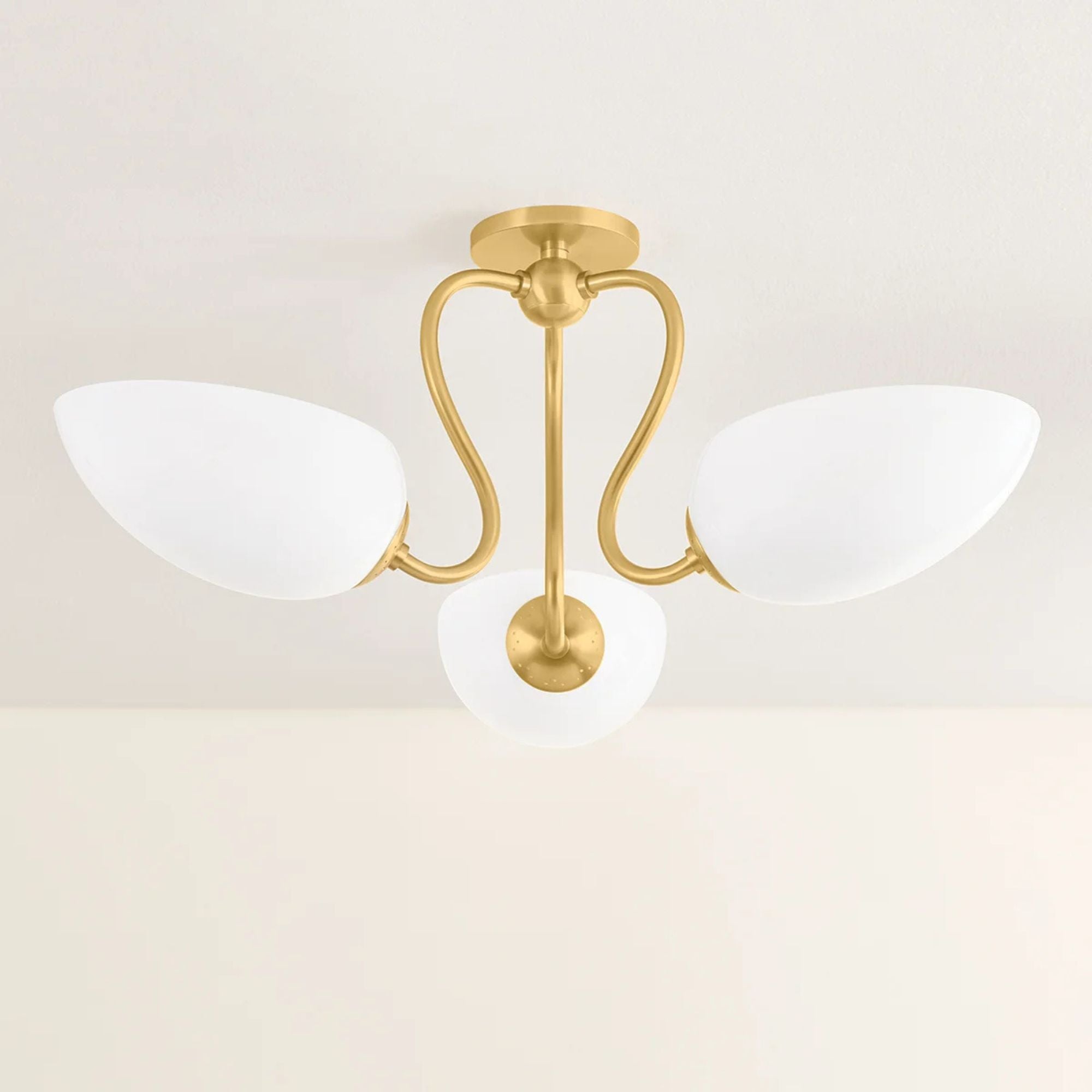 Reva 28" 3-Light Semi Flush Mount, Aged Brass Finish