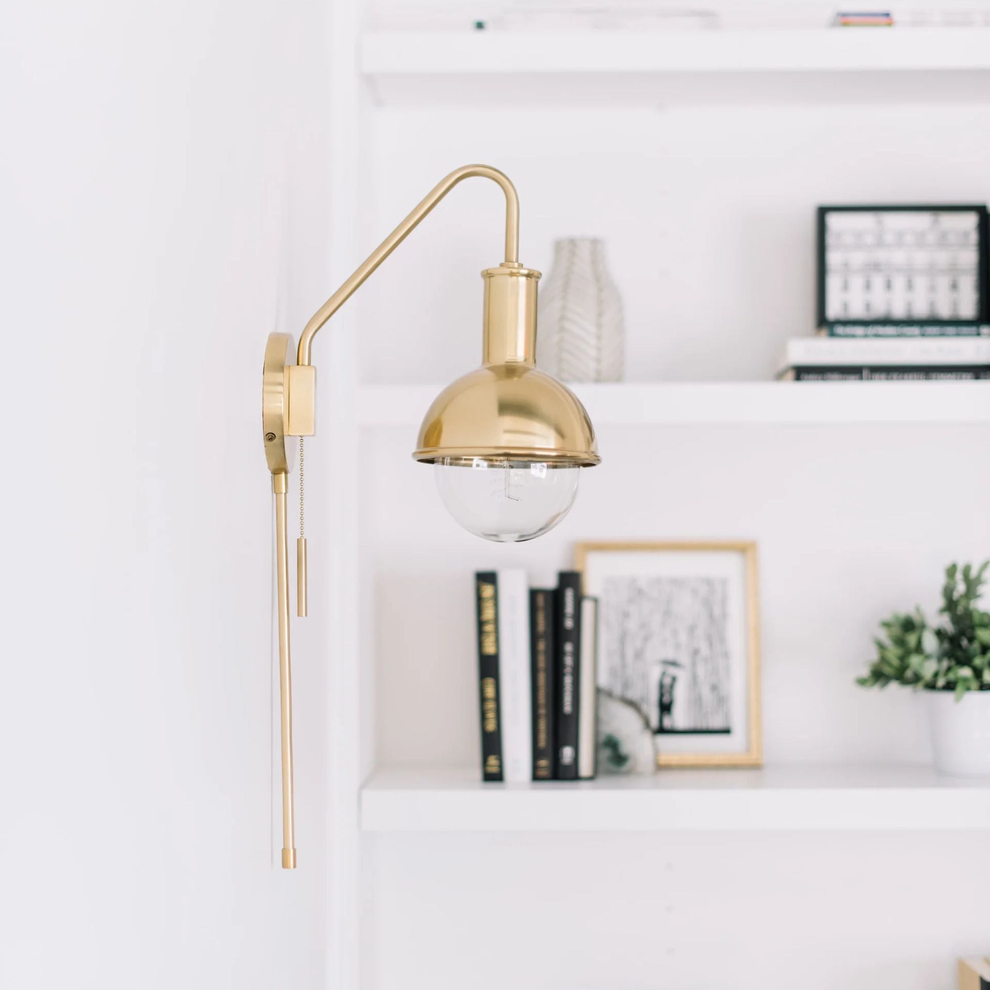 Riley 24" Plug-in Sconce, Aged Brass Finish