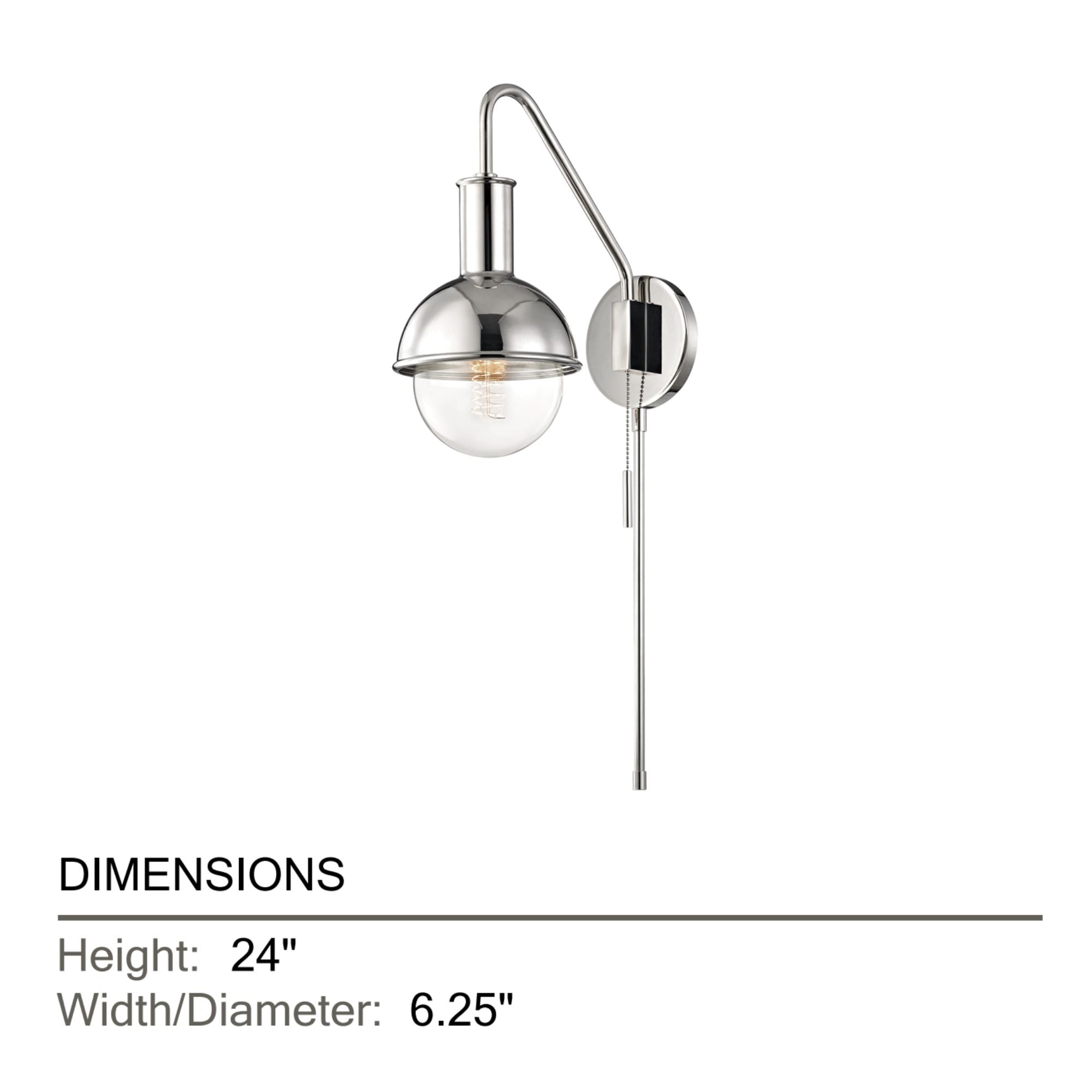 Riley 24" Plug-in Sconce, Polished Nickel Finish