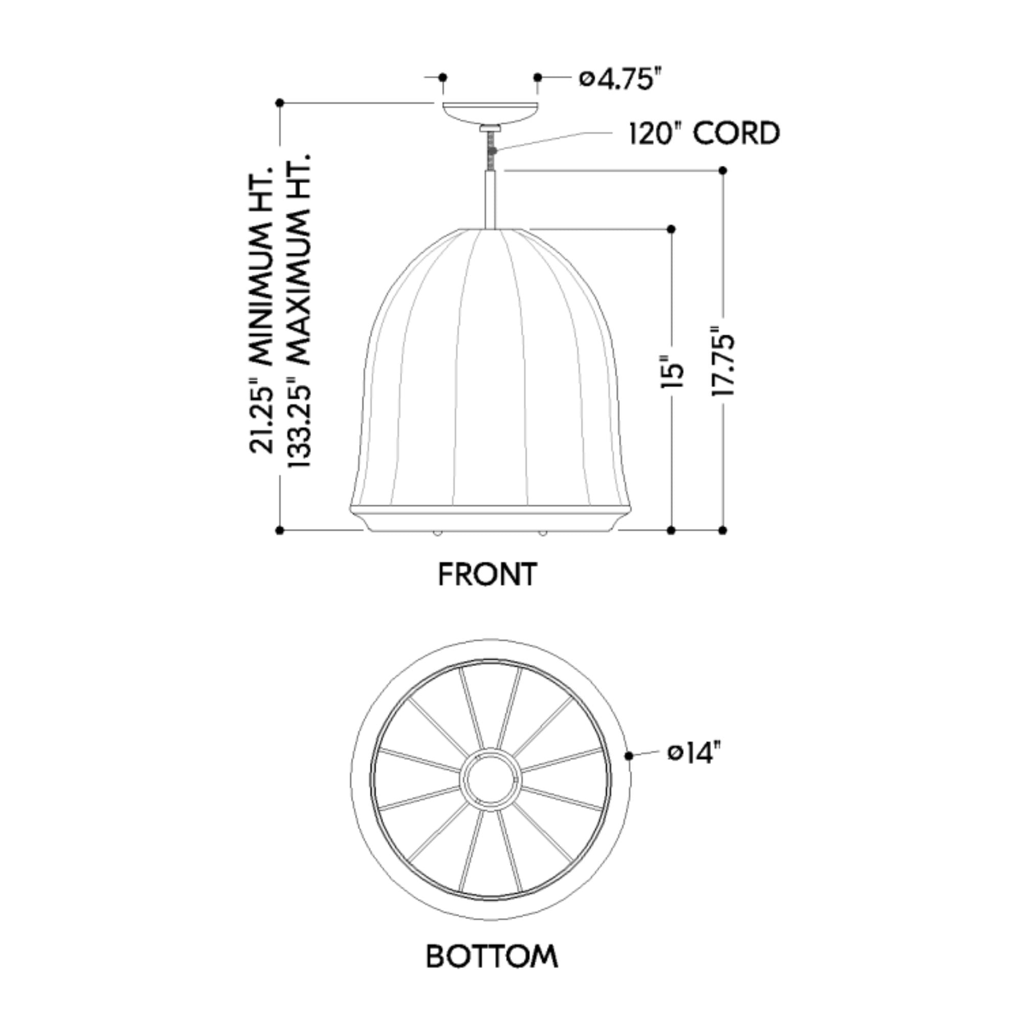 Risa 18" Pendant, Aged Brass Finish