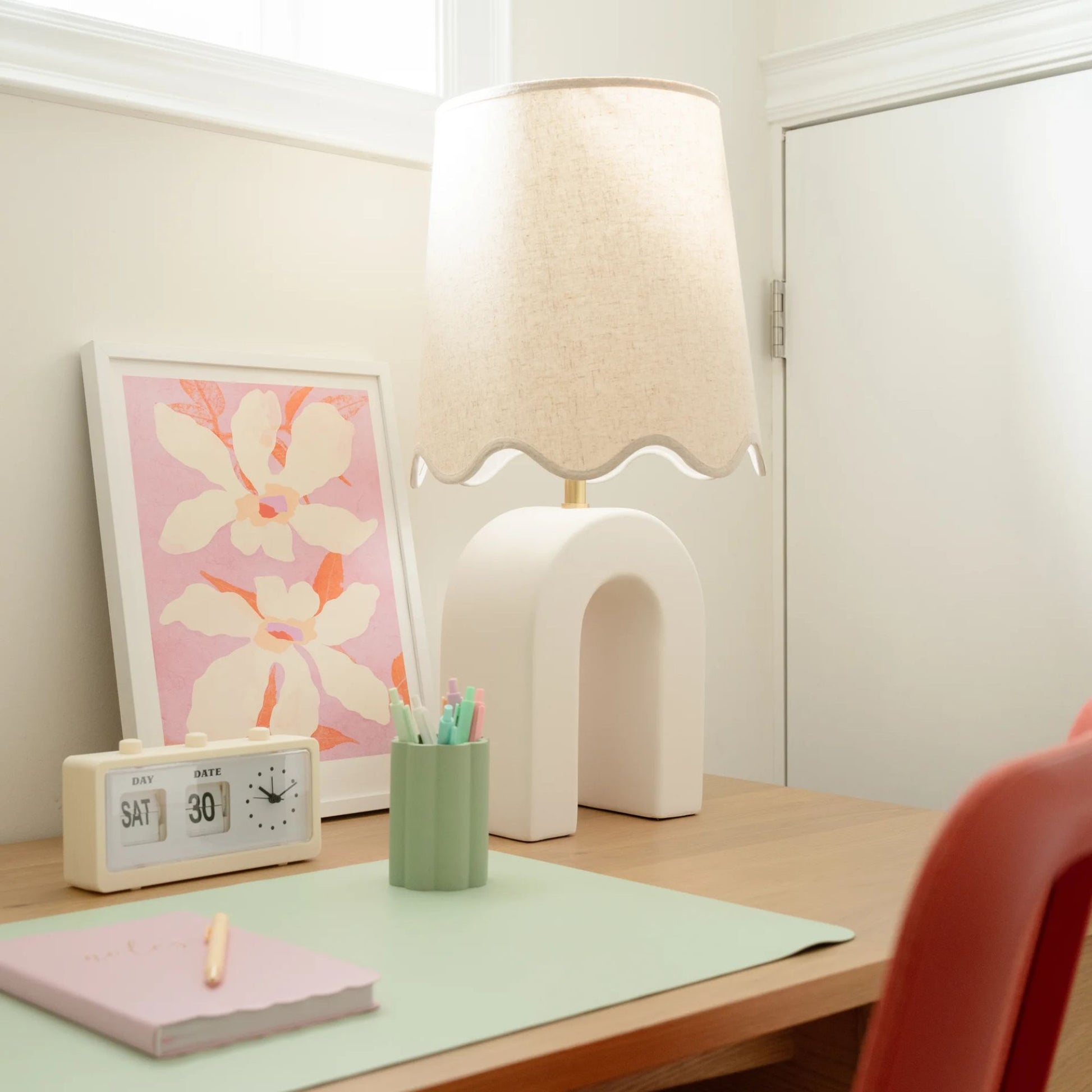 Mitzi - Roshani 24" Table Lamp, Aged Brass/Ceramic Raw Matte White Finish | Bees Lighting