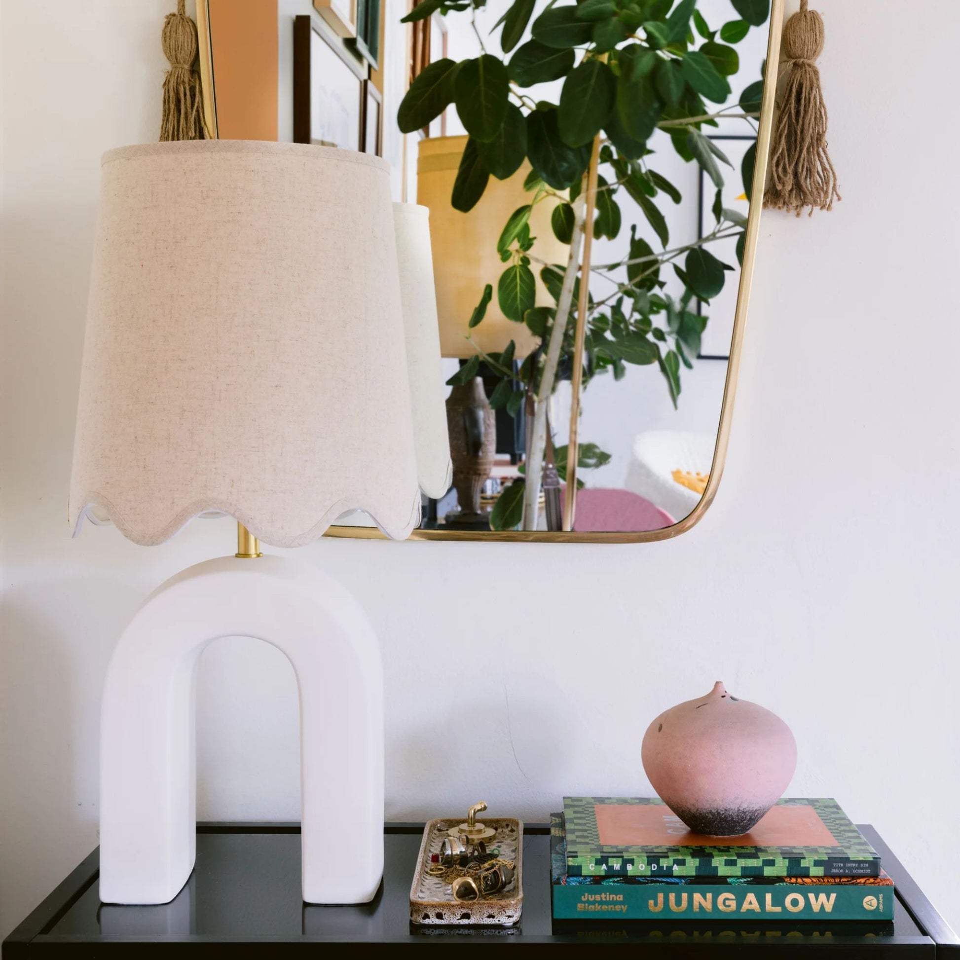 Mitzi - Roshani 24" Table Lamp, Aged Brass/Ceramic Raw Matte White Finish | Bees Lighting