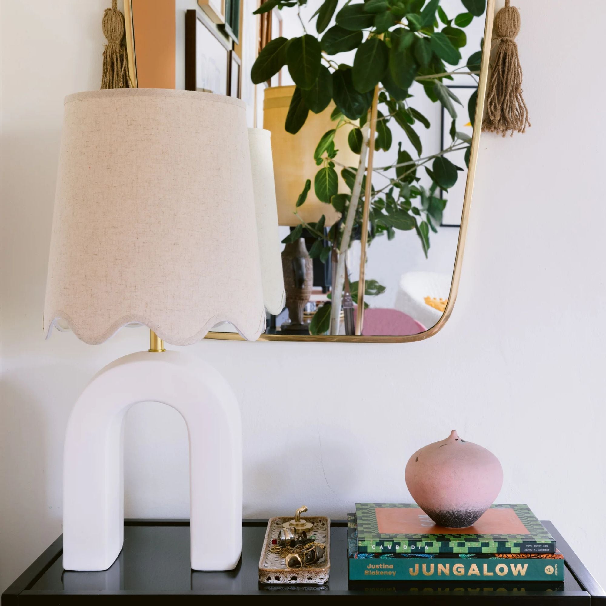 Mitzi - Roshani 24" Table Lamp, Aged Brass/Ceramic Raw Matte White Finish | Bees Lighting