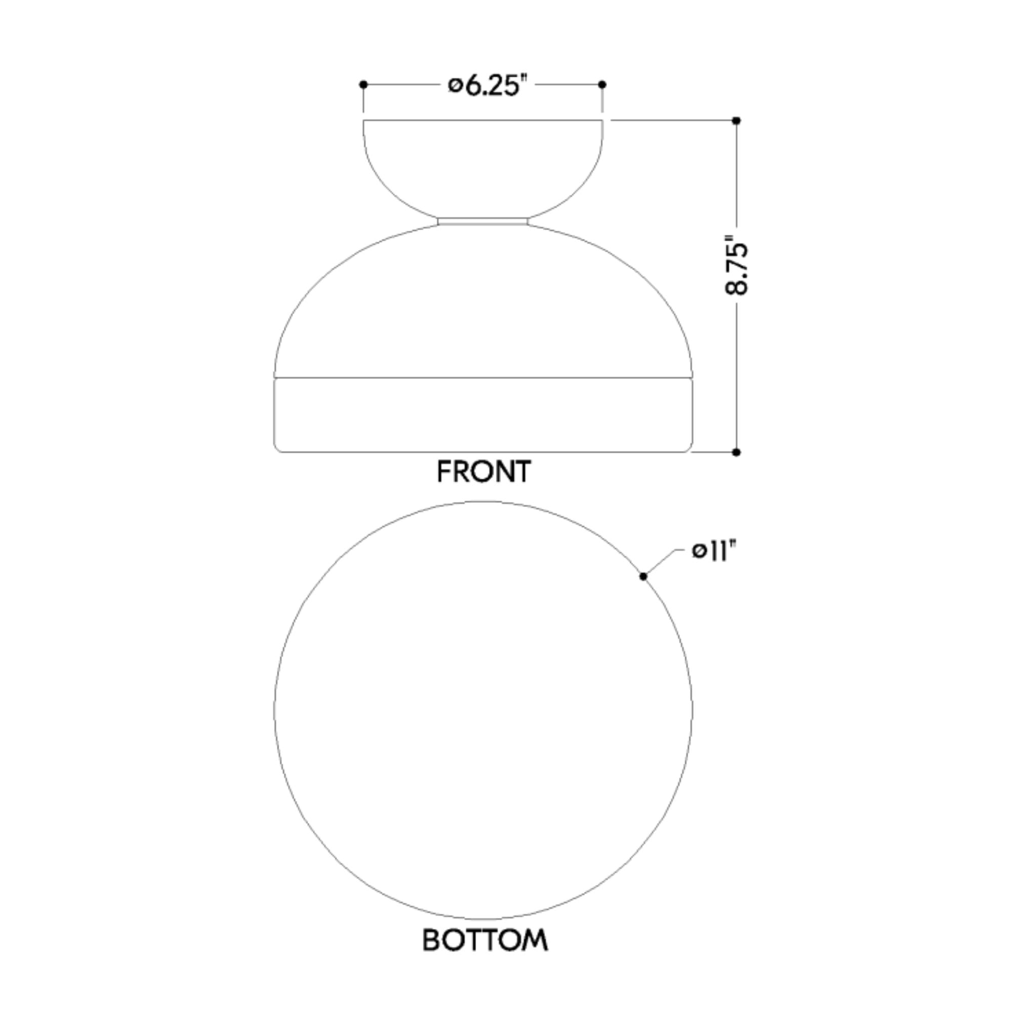 Rue 12" Flush Mount, True Bronze Finish