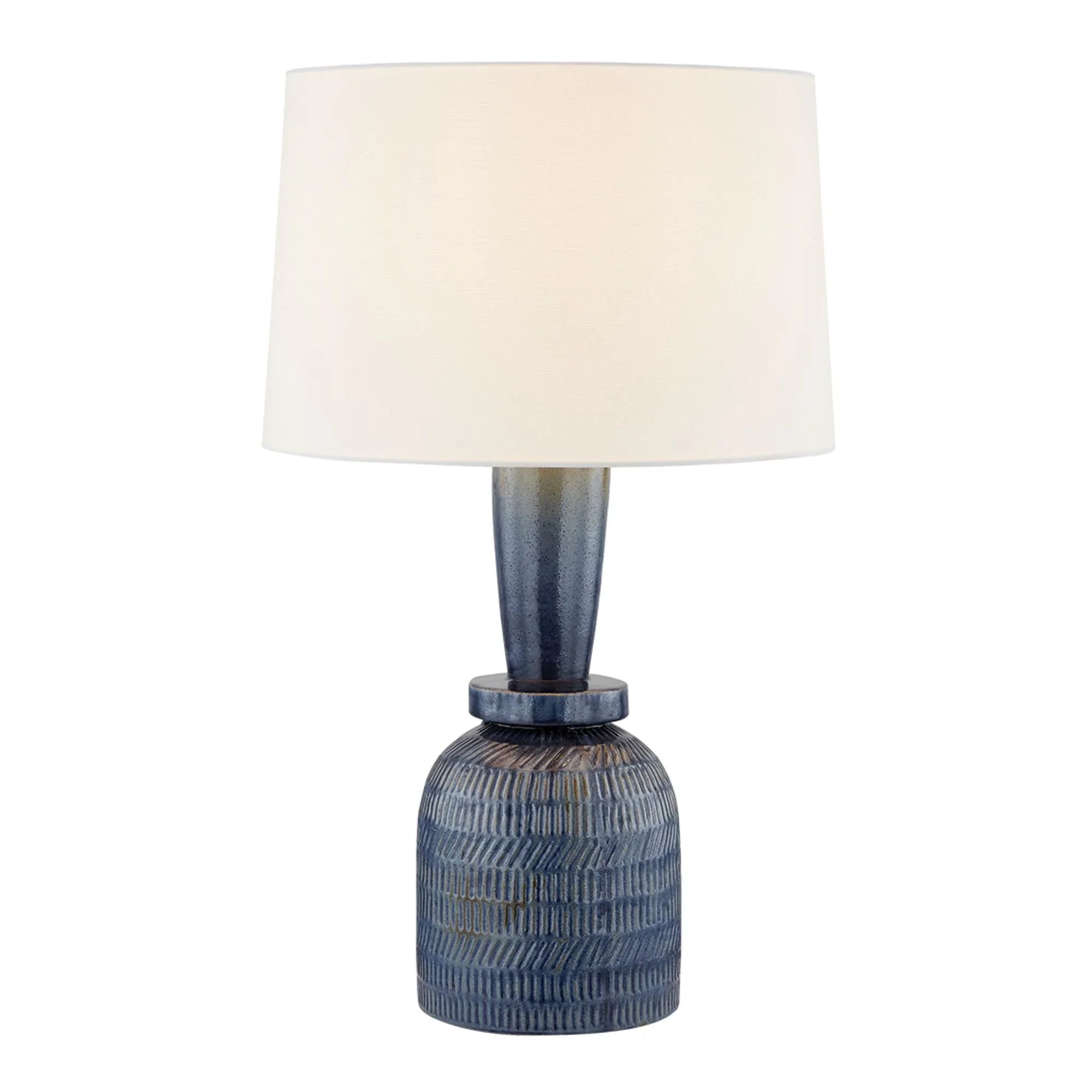 Russo 28" Table Lamp, Aged Brass/Ceramic Washed Cobalt Finish